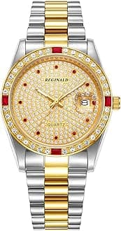 Reginald Mens Watches Hands Sapphire Full Gold Stainless Steel Quartz Dial Unisex Watch