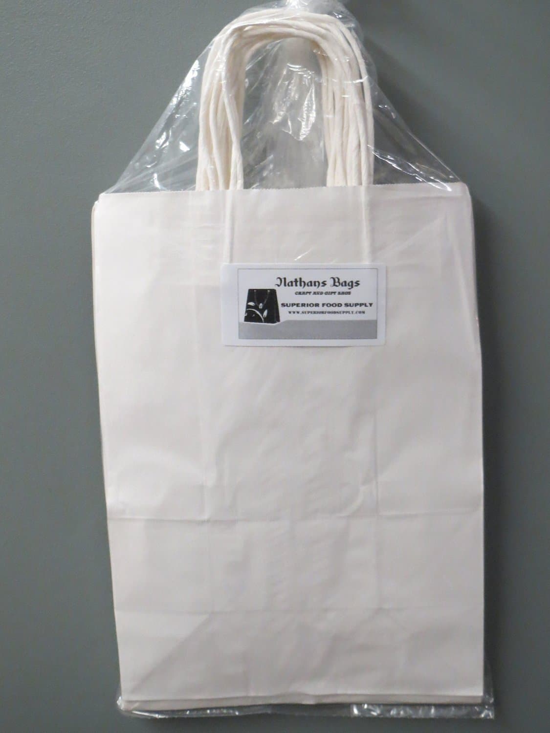 Jumbo White Paper Bag with Handle 13x7x 17 .- 12 Per Pack