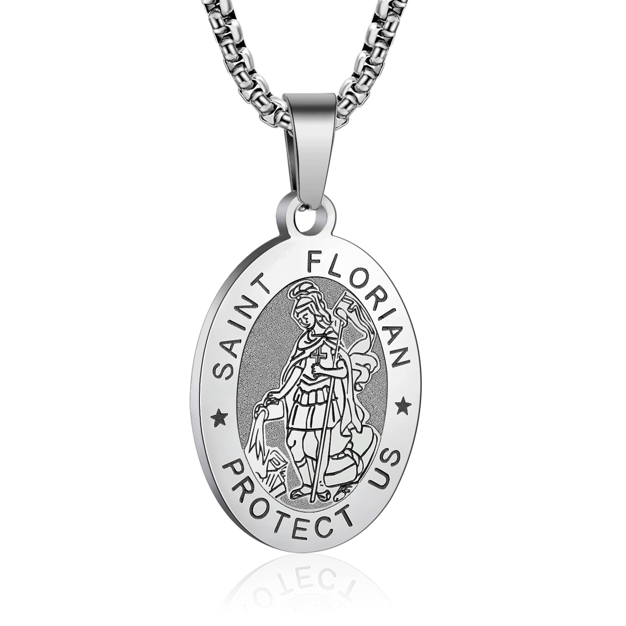 Easter Basket Stuffers - Patron Saint Necklace for Men Women, Multiple Saints Pendant Choose from St. Michael/Virgin Mary/Raphael/Jude/Christopher/Florian/Benedict/Joseph/Patrick/ Francis/ Thomas/Anthony/Stainless Steel 24"