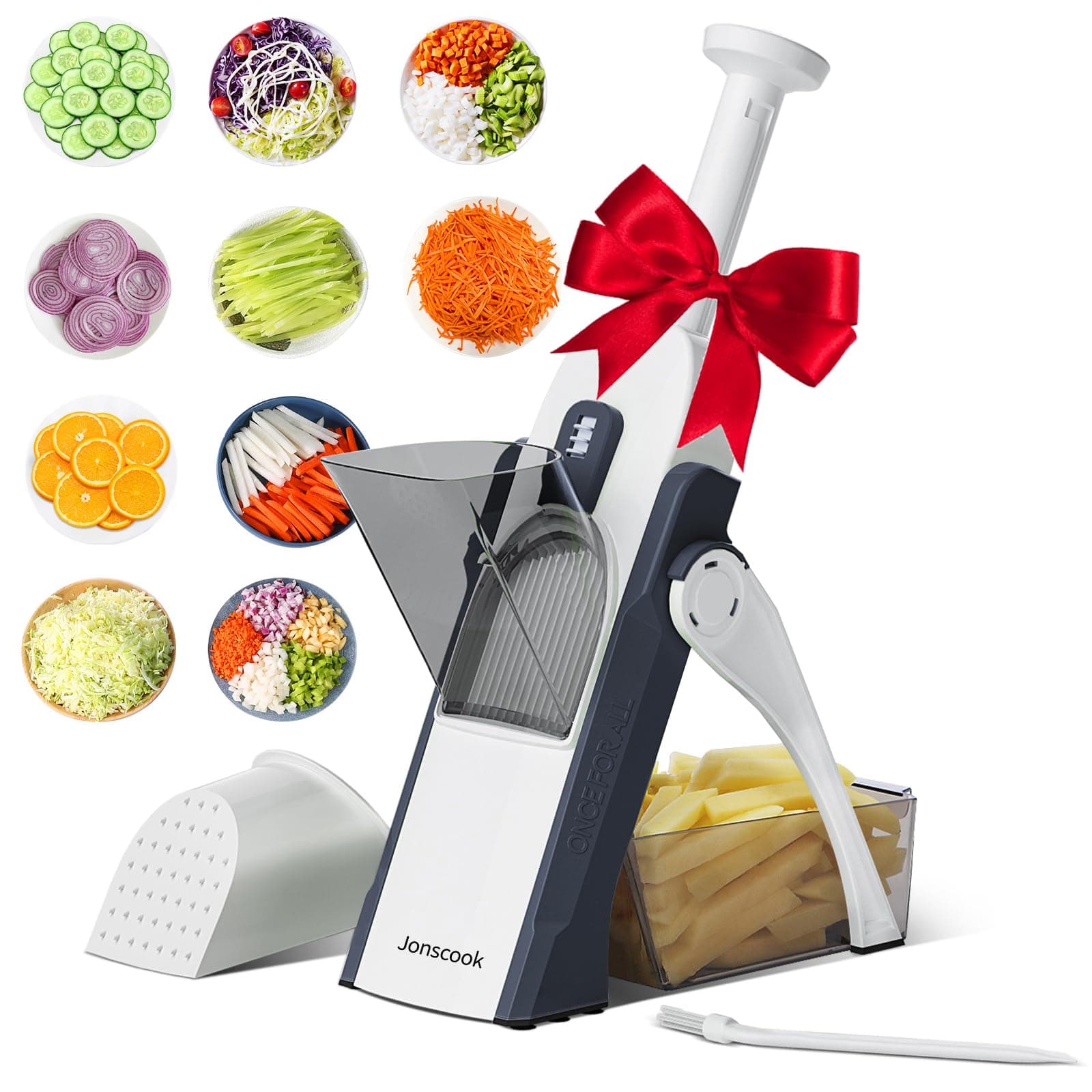 Multifunctional Kitchen Gadgets Mandoline Food Slicer, Safe Veggie Chopper Vegetable Cutter, French Fry Cutter Onion Chopper Vegetable Slicer Fruit Cutter Dicer For Meal Prep - DeepBlue