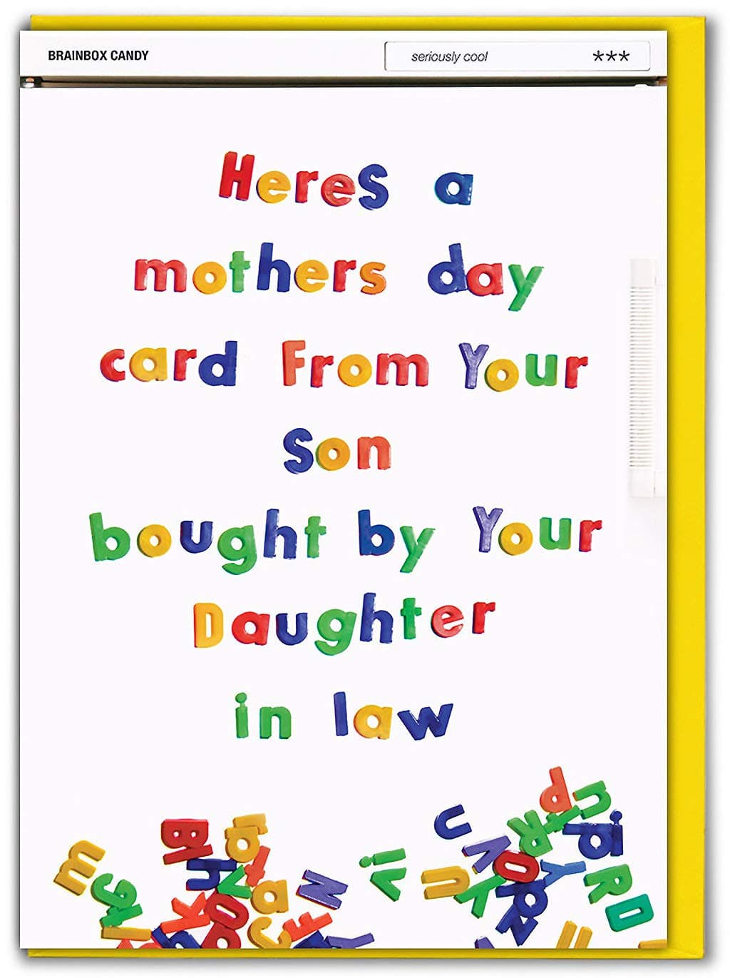 Brainbox Candy - Funny Mother's Day Card From Son - 'Bought By Daughter In law' - Perfect Hilarious Joke Card To Insult Your Mum And Go With A Mothers Day Gift
