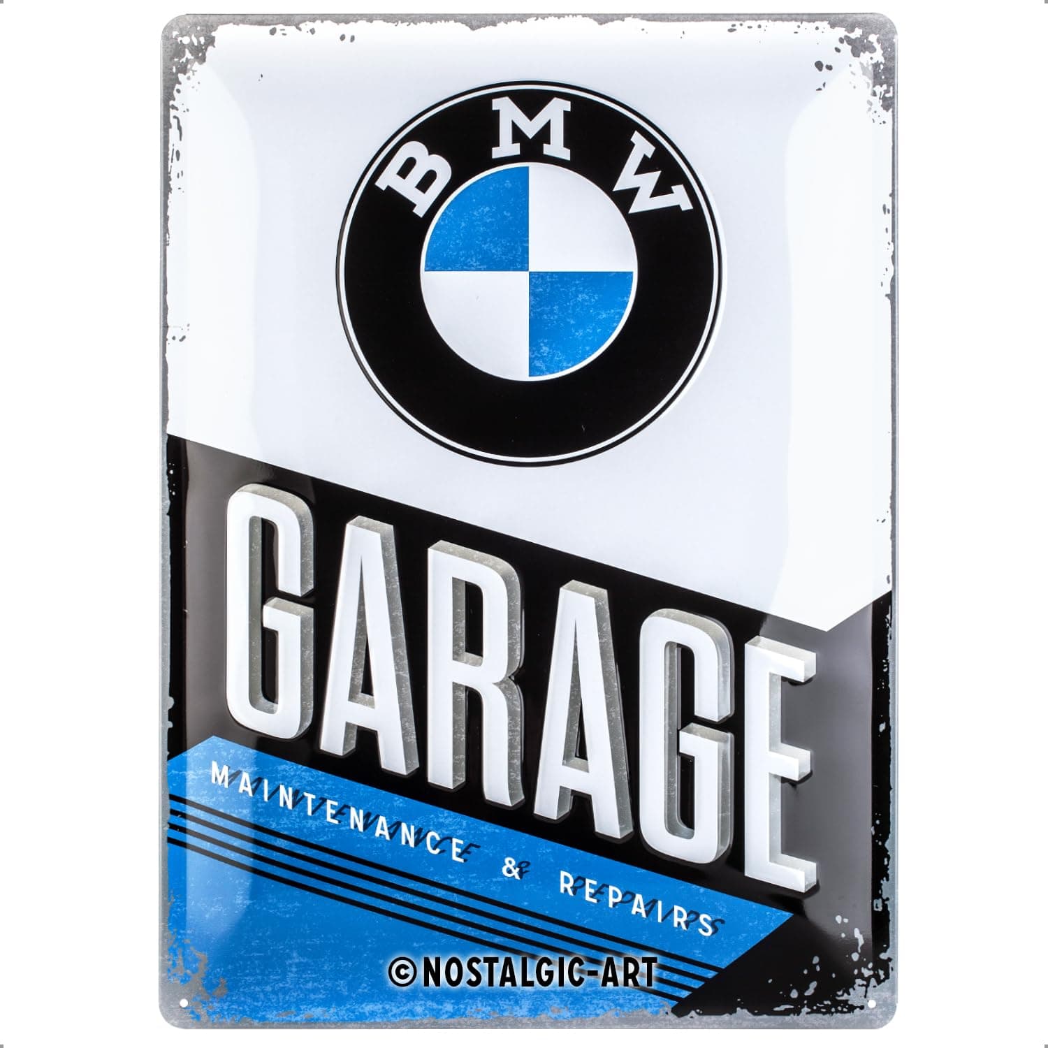 Retro Tin Sign, 11.8" x 15.7", official license product (OLP), BMW – Garage – Gift idea for car accessoires fans, Metal Plaque, Vintage design for decoration
