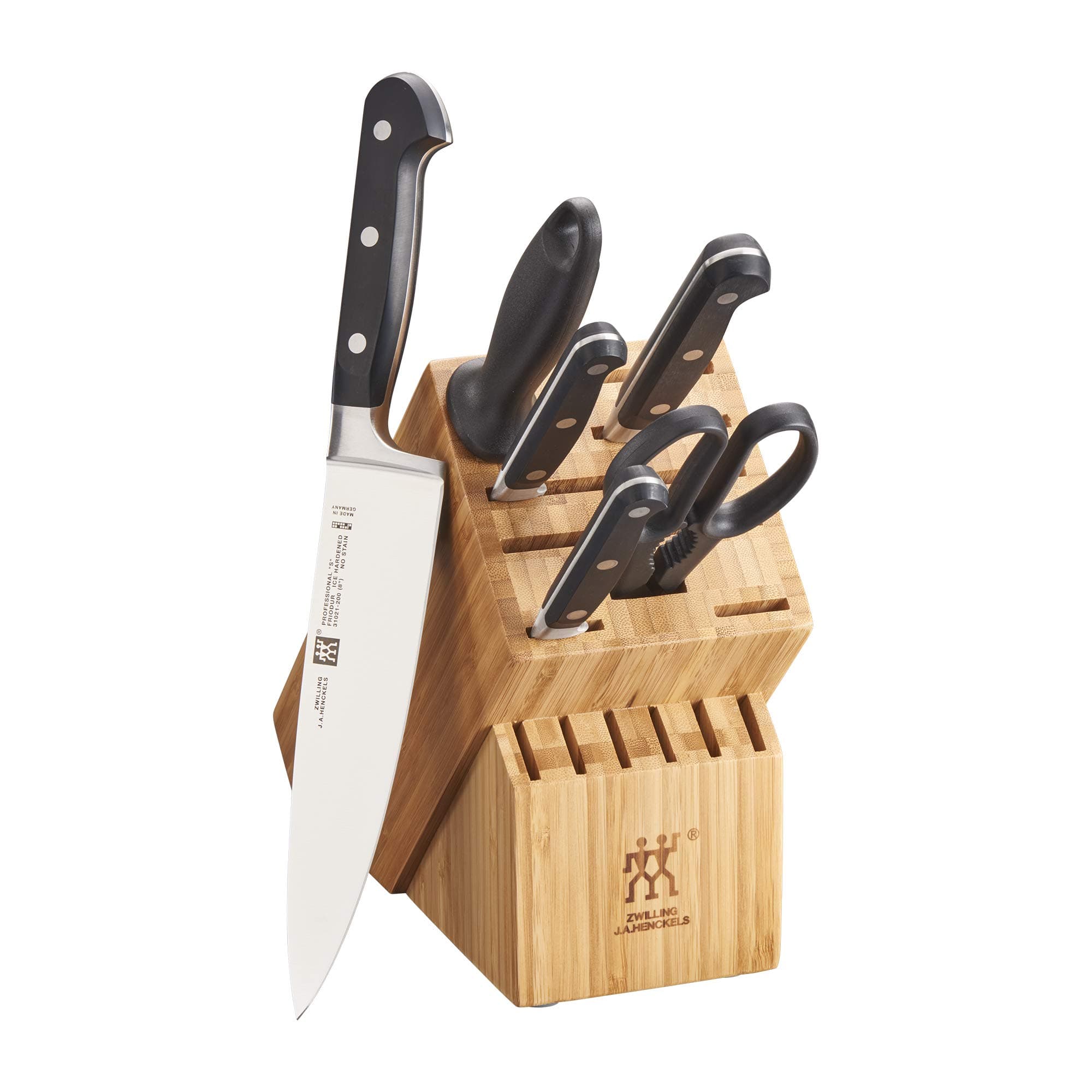 J.A. Henckels Professional S Knife Block Set, 7 Piece, Black