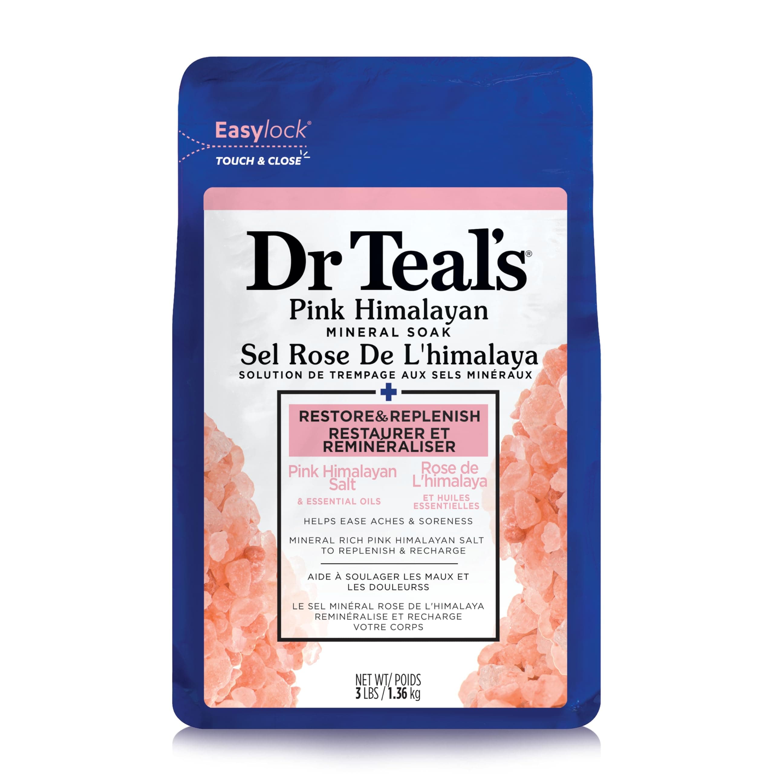 Dr. Teal's Epsom Bath Salt Pink Himalayan Mineral Soak, 1.36Kg