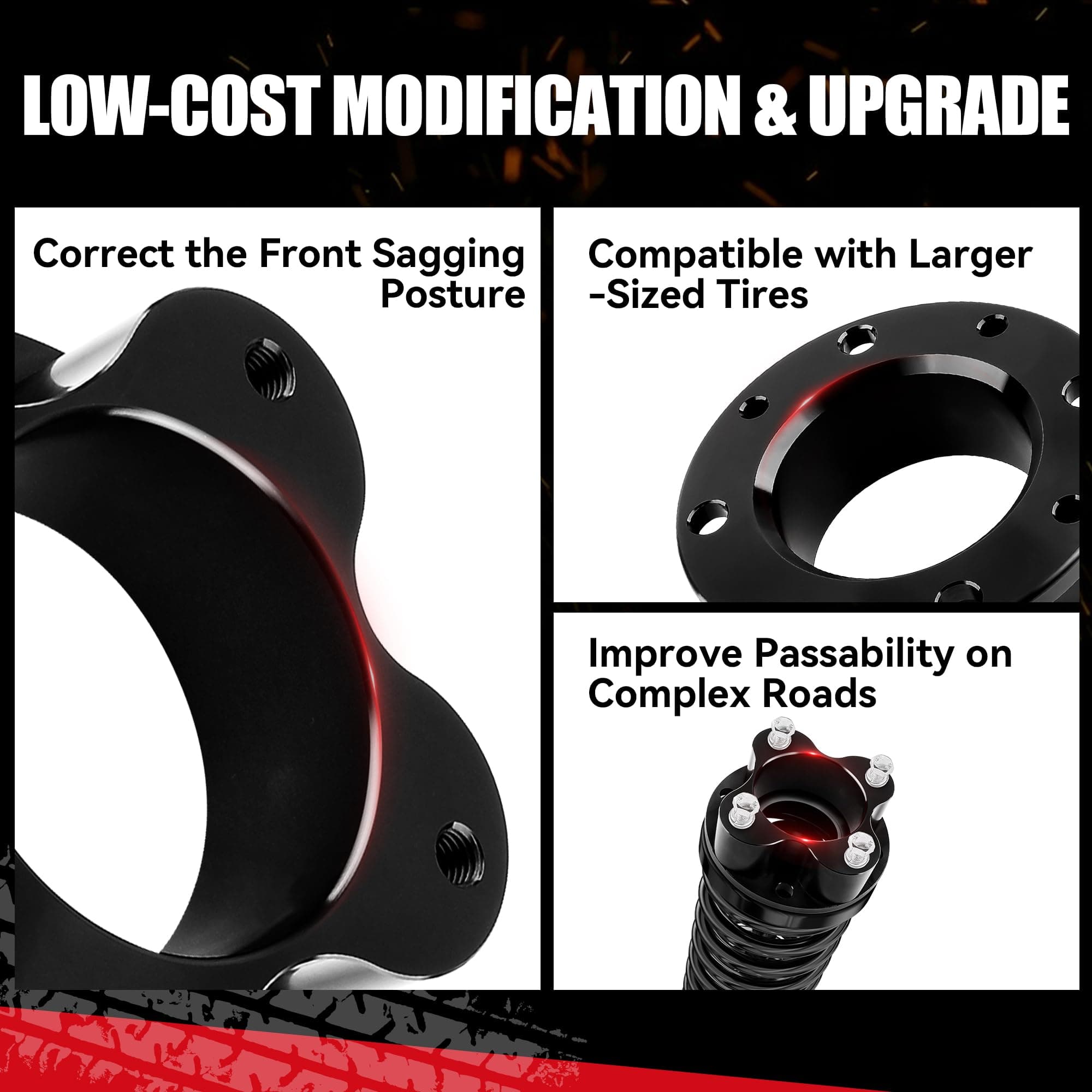 Flycle 3'' Leveling Lift Kit, 3'' Front Leveling Kit Forged Front Strut Spacers for 2024 Tacoma 4 Runner