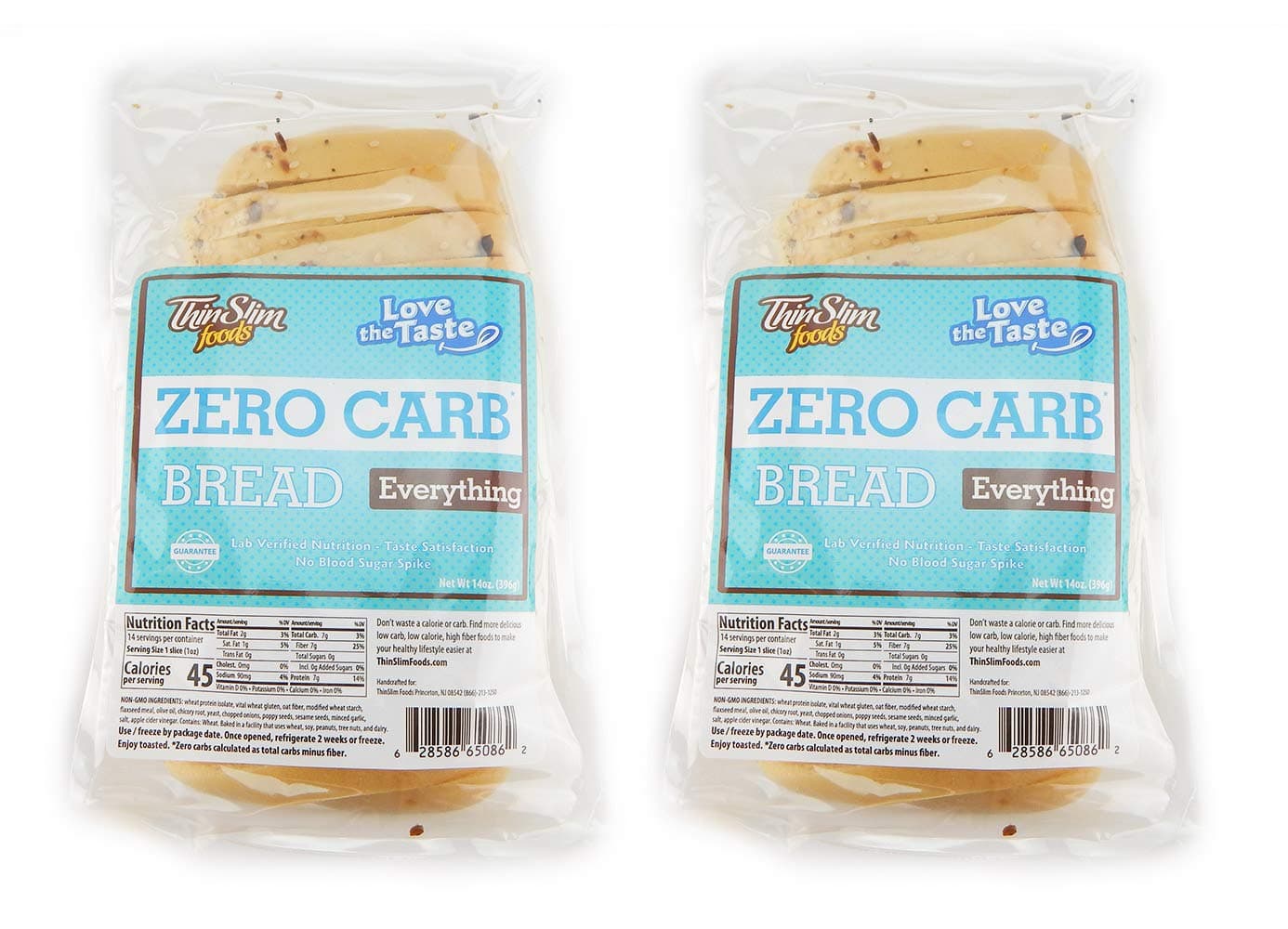 ThinSlim Foods Zero Net Carb Bread | Keto | Low Carb | 45 Calories Per Slice | - Everything Inside, 2 Pack