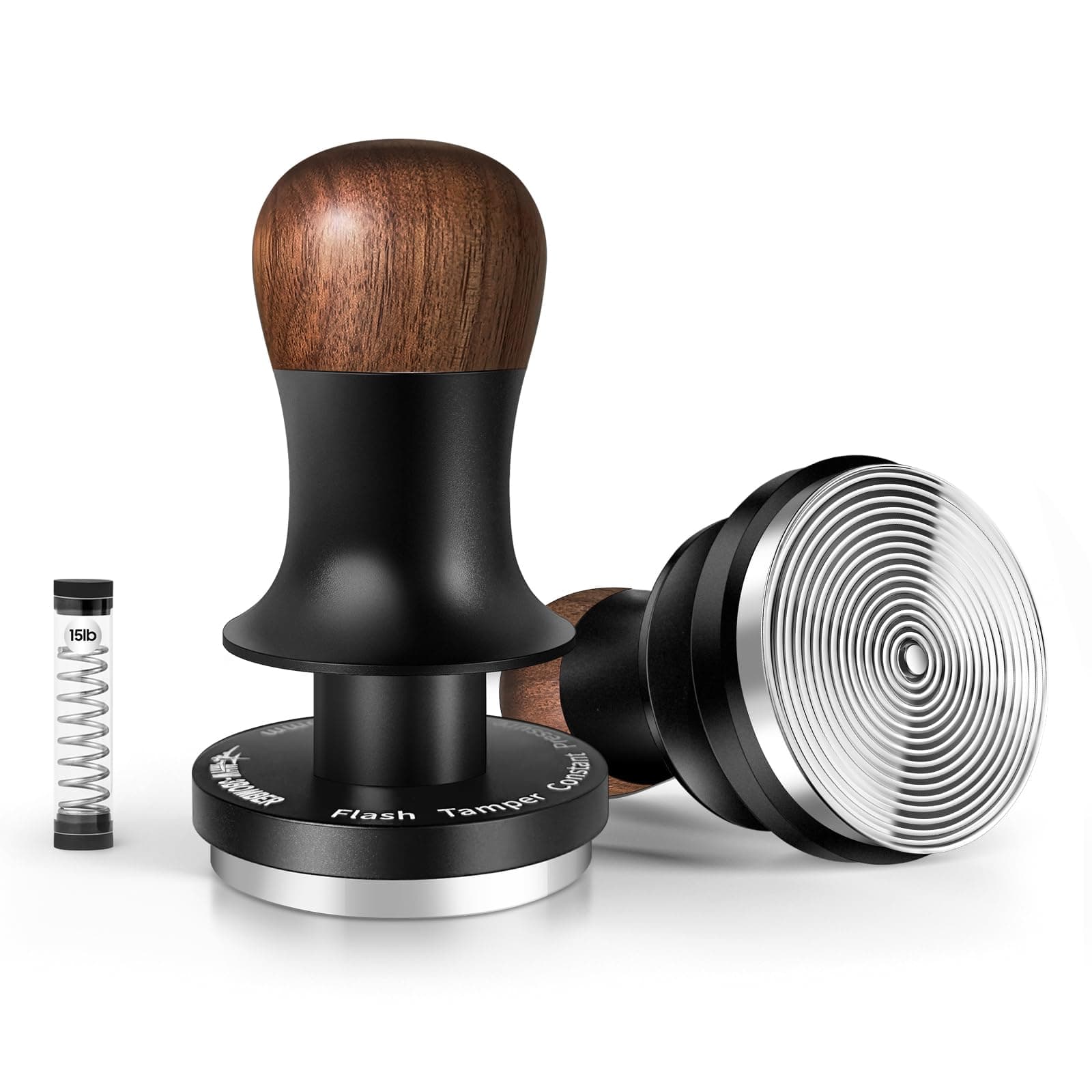 MHW-3BOMBER 58mm Espresso Tamper - 3 Spring Loaded Coffee Tamper with 15lb / 30lbs Replacement Springs - Barista Calibrated Tamper with Sound Feedback - Compatible with 58mm Portafilter T6172T-OS