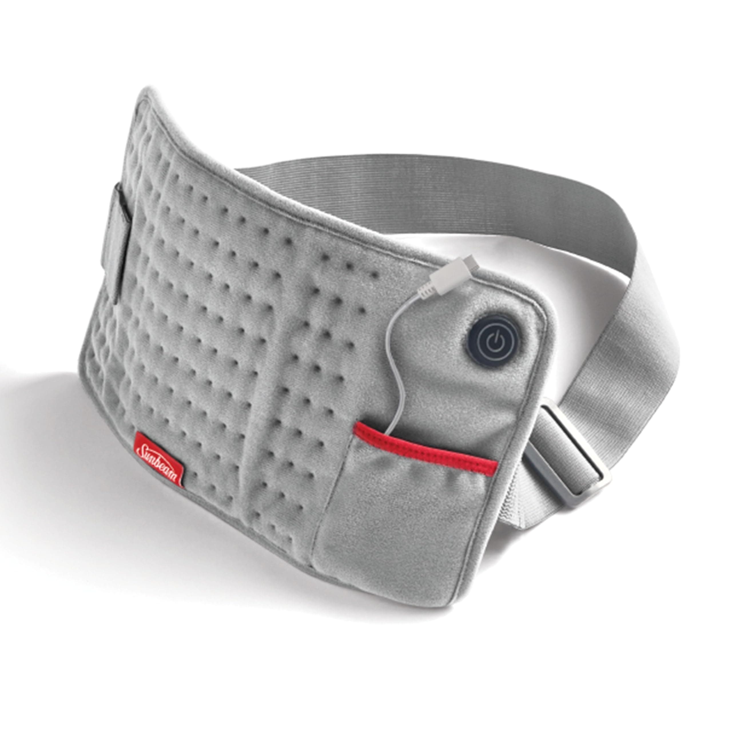 Sunbeam USB-C Heating Pad - Portable Pain Relief On The Go for Cramps Back Shoulder Arm & Leg Pain 12.5 x 7.5 Grey