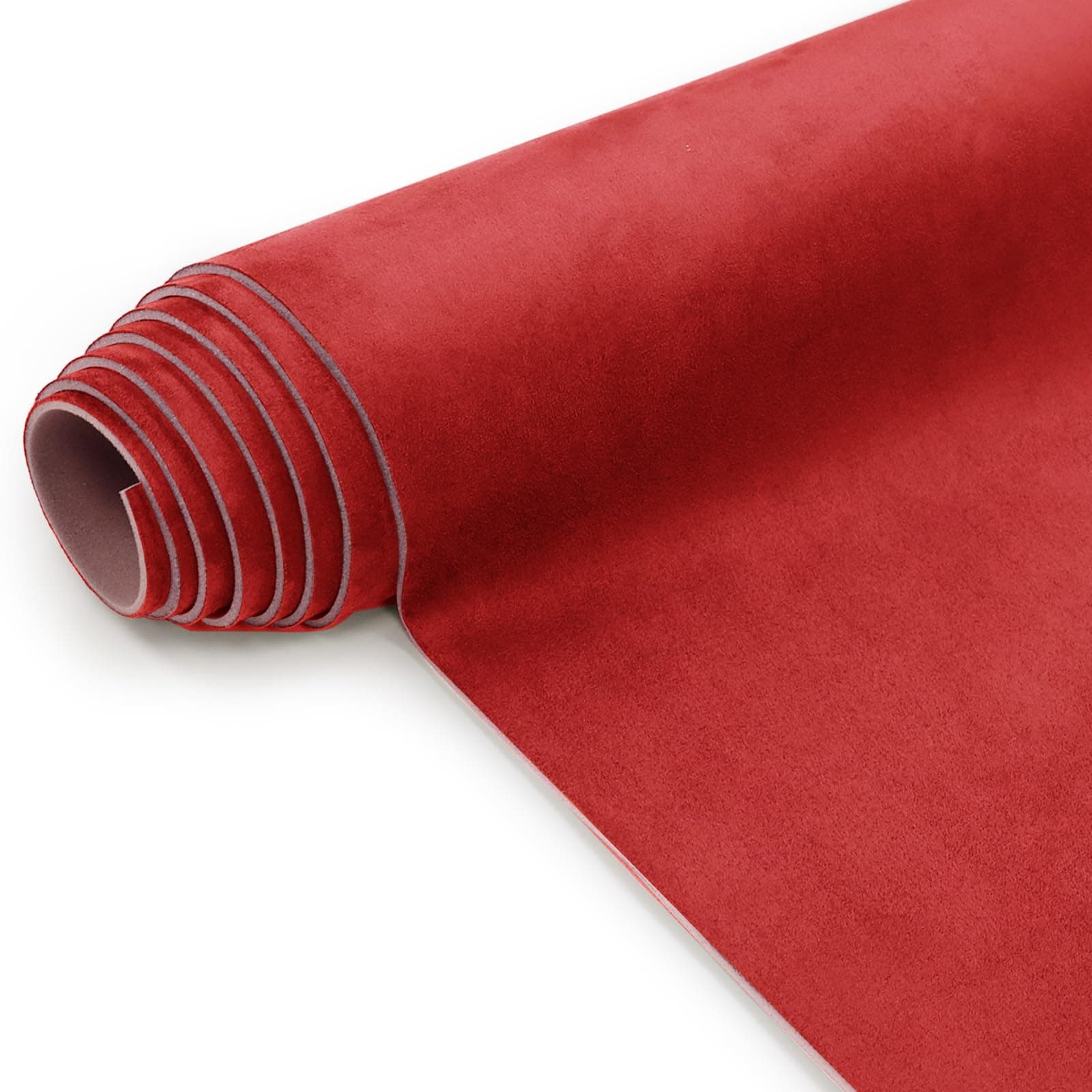 Suede Headliner Fabric with Foam Backing Material - Automotive/Home Micro-Suede Headliner Flame Retardant Fabric for Car Replacement/Repair/DIY (Red 96 * 60 Inch)