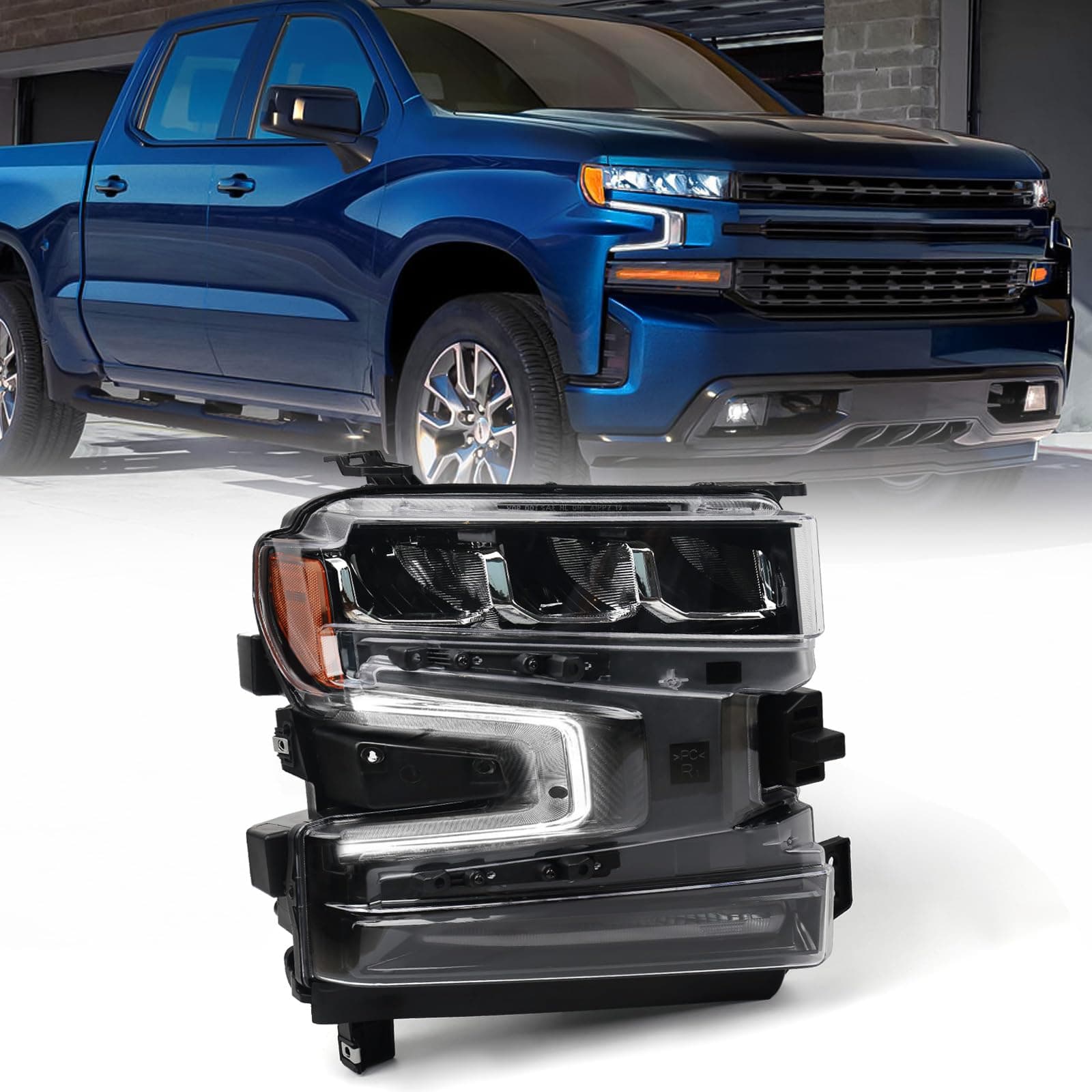 LED Headlight Assembly For Chevy Silverado 1500 2019 2020 2021 2022 Pickup Truck LT/LT Trail Boss/LTZ 1500 Replacement Head Light Lamp Right Passenger Side GM2503497 84621851