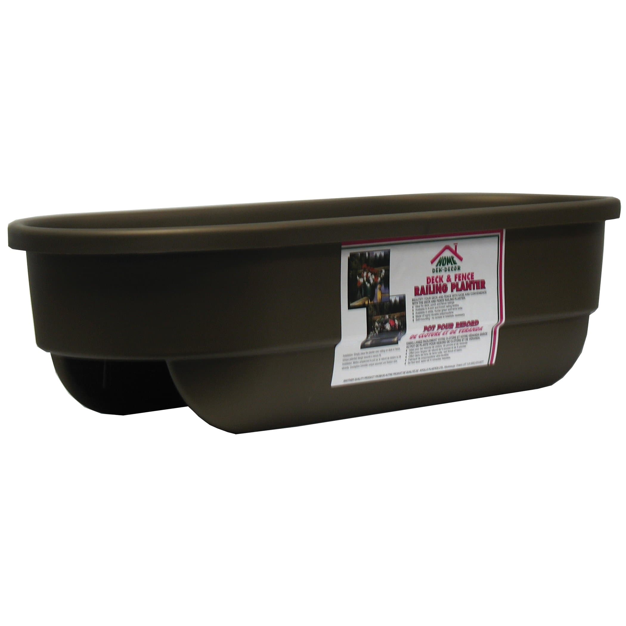 Apollo Plastics L2X4-MOCHA 2 by 4 Mount Deck & Fence Railing Planter, 12-Inch by 30-Inch Rectangular, Mocha