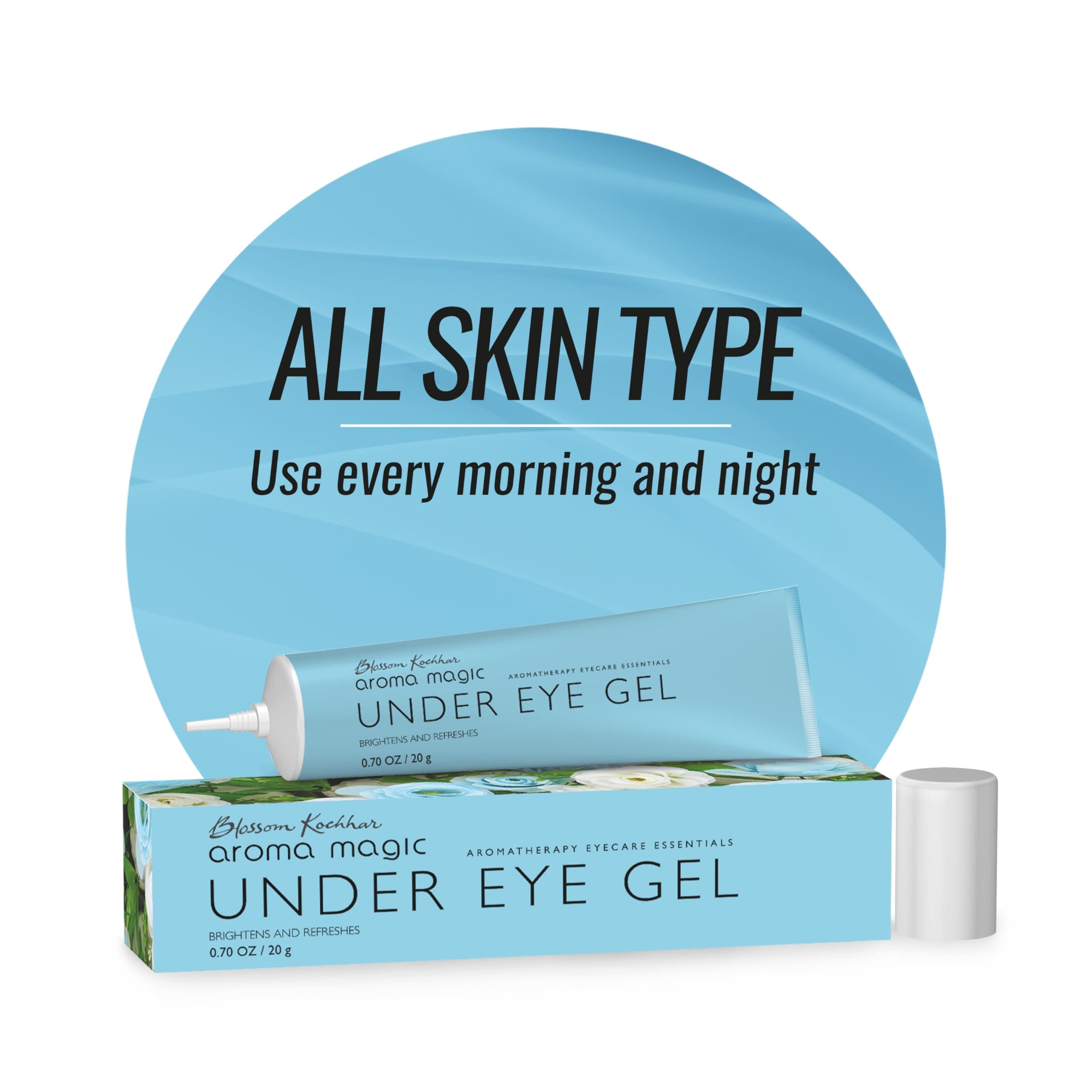 Aroma Magic Under Eye Gel | Brightens & Refreshes, Reduces Dark Circles for Lightens, Tightens & Puffiness | with cucumber, green tea, lemon, & centella For Women & Men | 20 gm