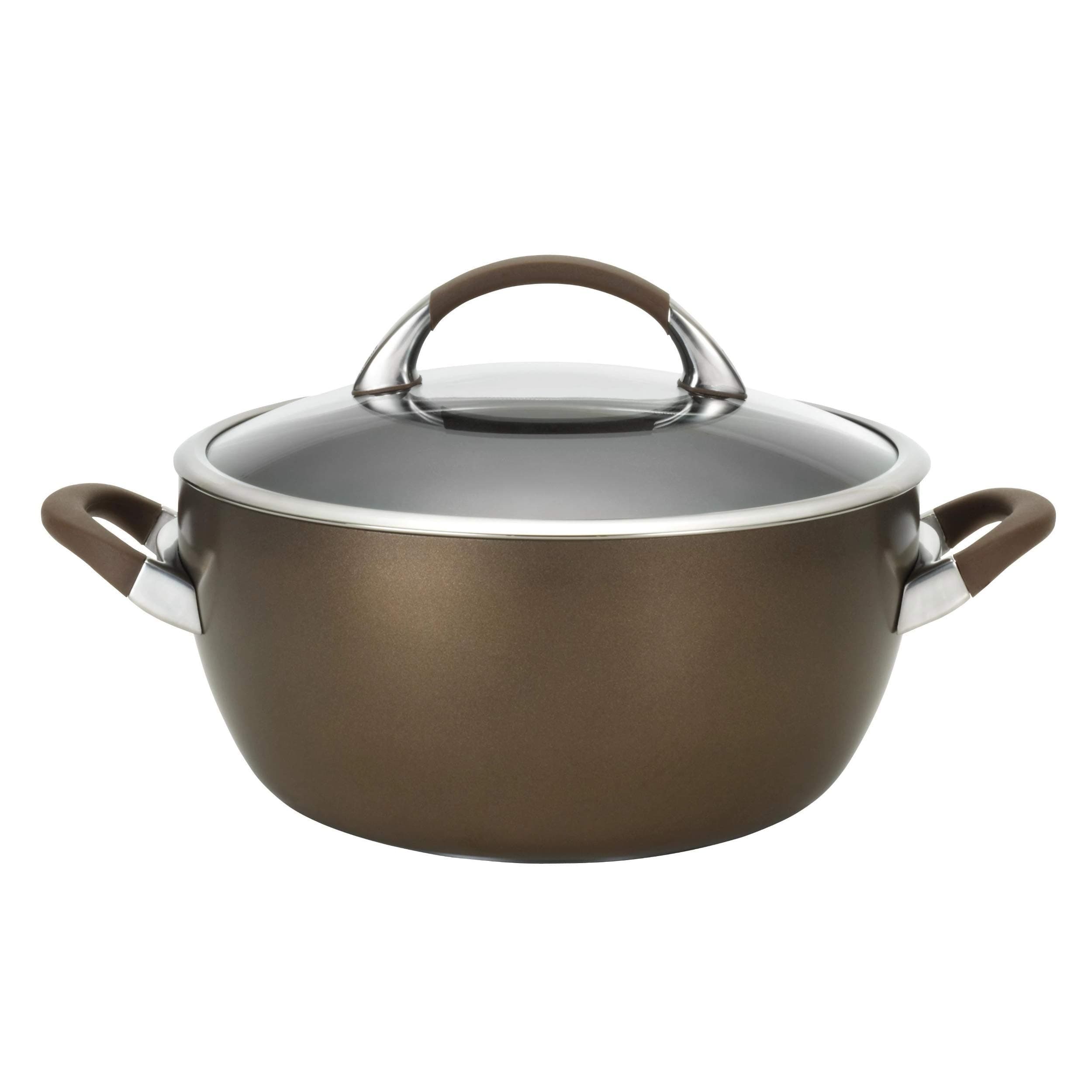 Symmetry Hard Anodized Nonstick Dish/Casserole Pan with Lid, 5.5 Quart, Chocolate
