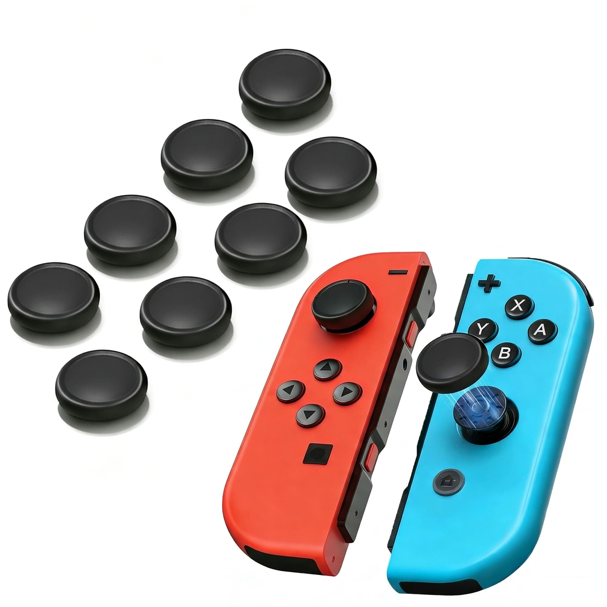 Ferkurn Replacement Caps for Nintendo Swtich & Switch Lite Thumbstick Repair,Switch Analog Thumb Joy Con Joystick Thumbstick Grips Skin Cap for Replacment with Thumstick Caps, 8 PCS Black