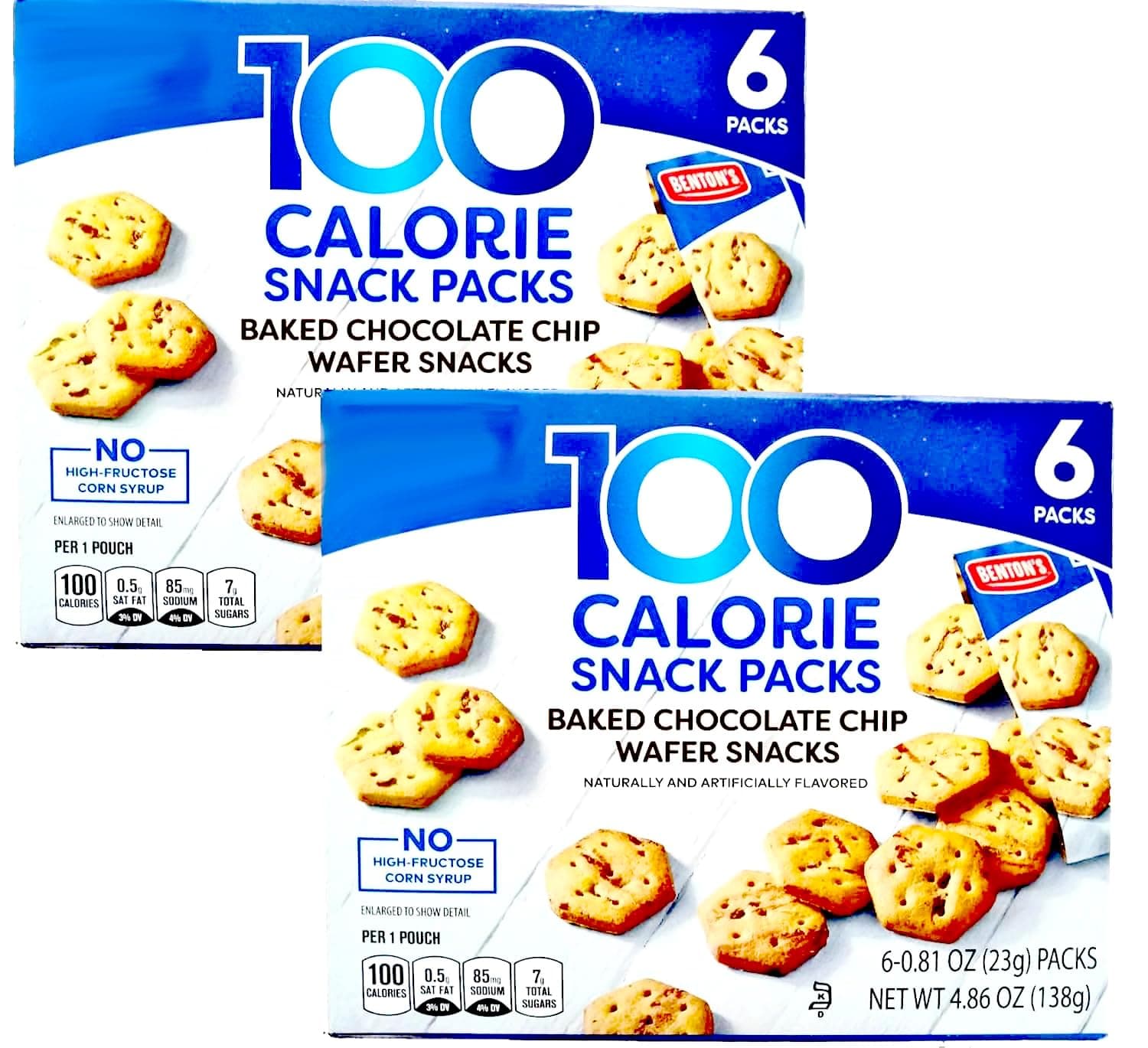 Fit & Active Baked Chocolate Chip Mini Cookie Wafer 100 Calorie, 6 Individual Packs, 2 Box, Low Calorie Snack Snacking Food Treat