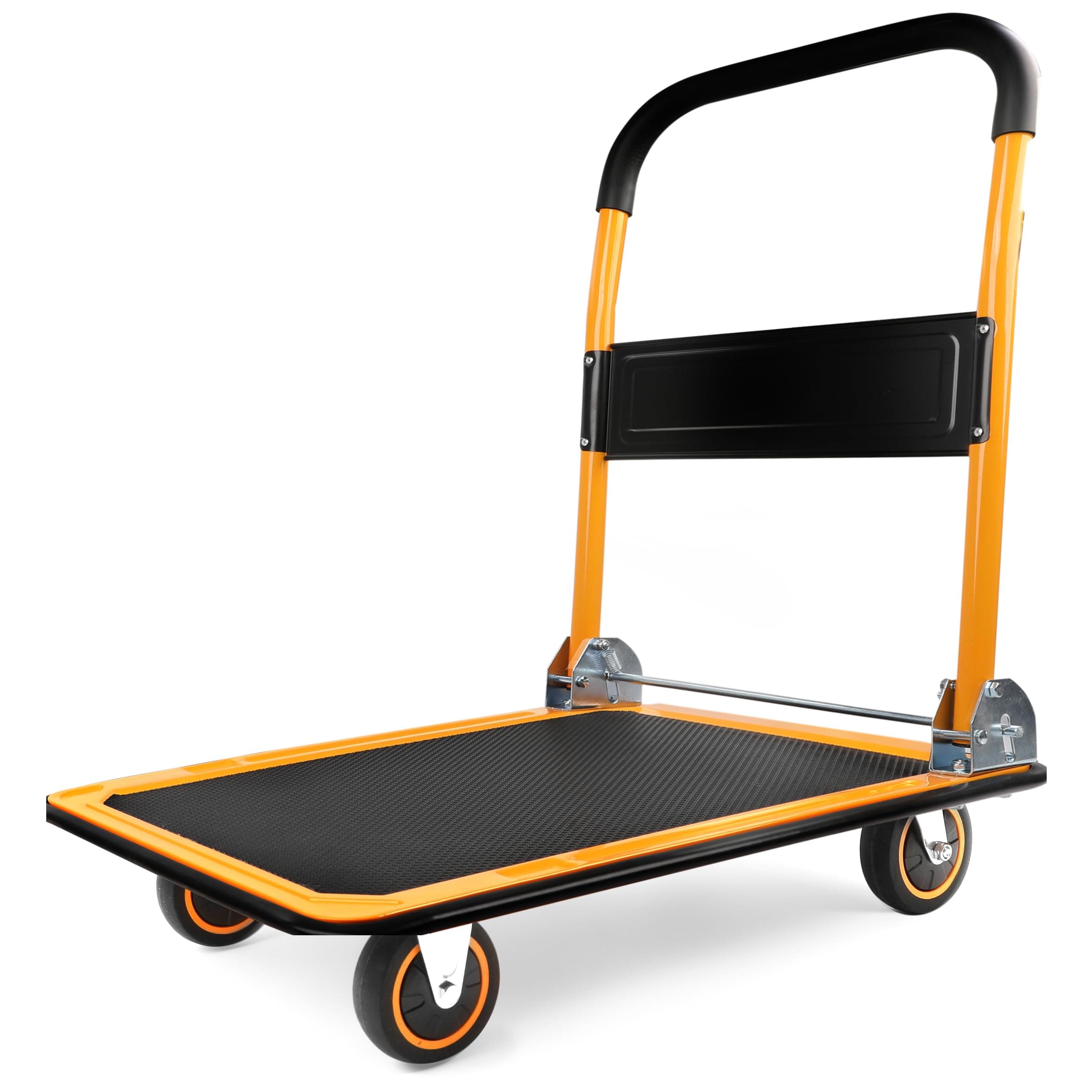 MaxWorks Foldable Platform Truck Push Dolly 330 lb Capacity 28.75" x 18.75" x 33" Heavy‑Duty Utility Cart with Fold Down Handle for Home Garage Warehouse and Workshop Use (80876)