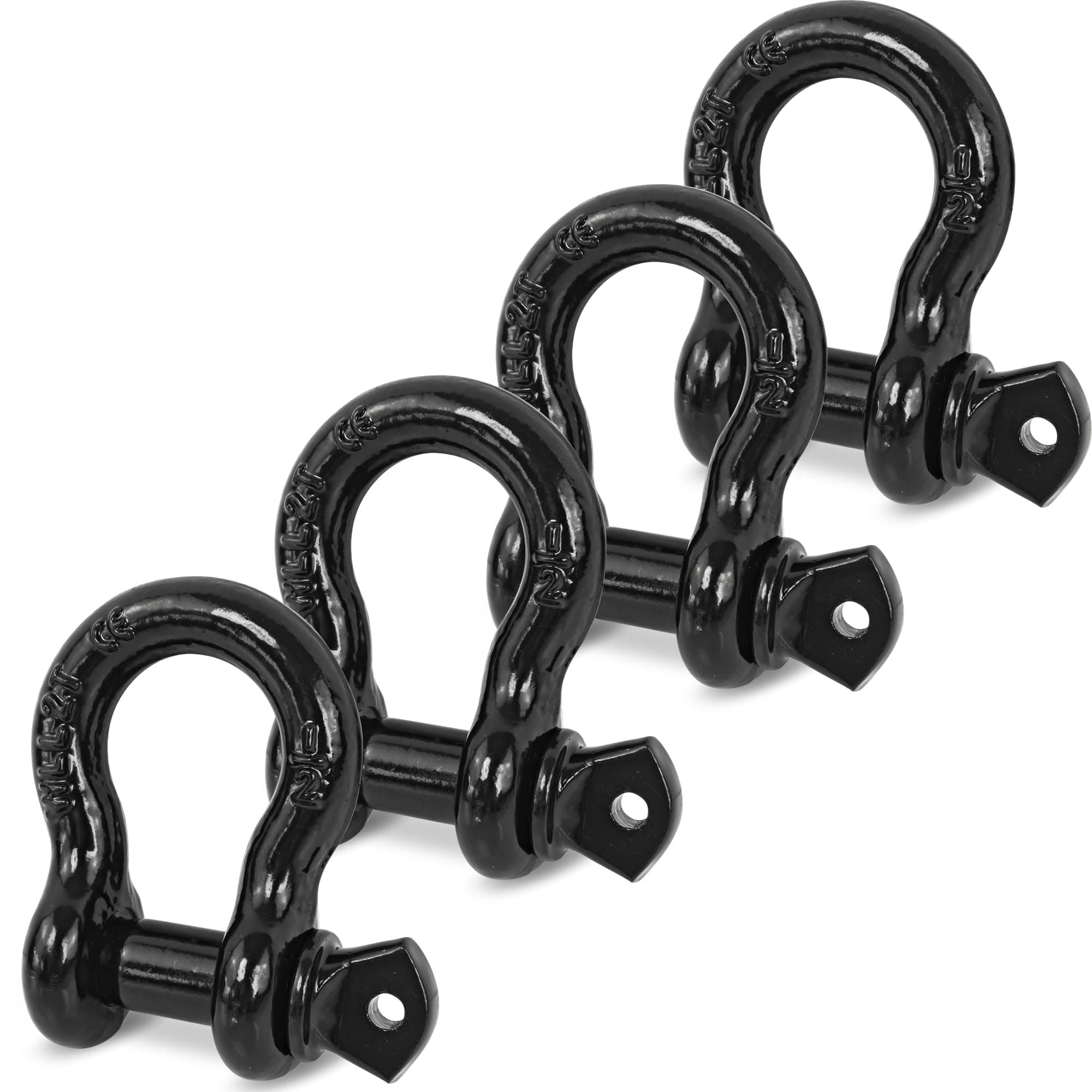 D Ring Shackle, 1/2" Clevis Shackle with 9/16 Inch Screw Pin, 26,400 lbs Break Strength, Heavy Duty Recovery Winch Shackle Black for Jeep Truck SUV Trailer ATV UTV
