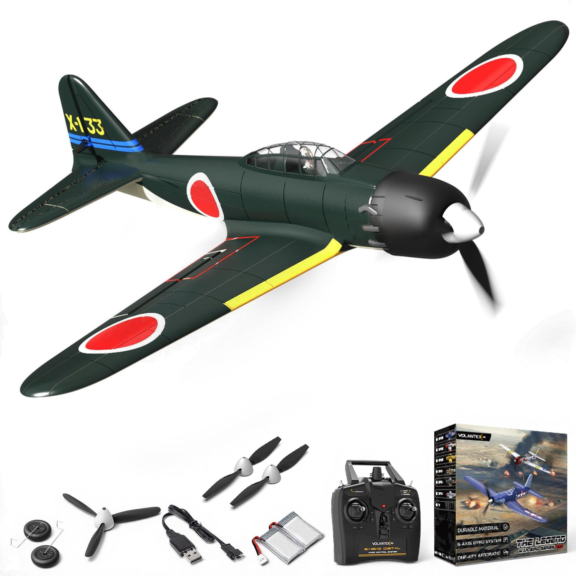 RC Plane for Beginners, 4CH WWII RC Airplane A6M Zero with Aileron, 2.4Ghz Remote Control Plane with Xpilot Self Righting & One Key Aerobatic, Gifts for Adults (761-15 RTF)
