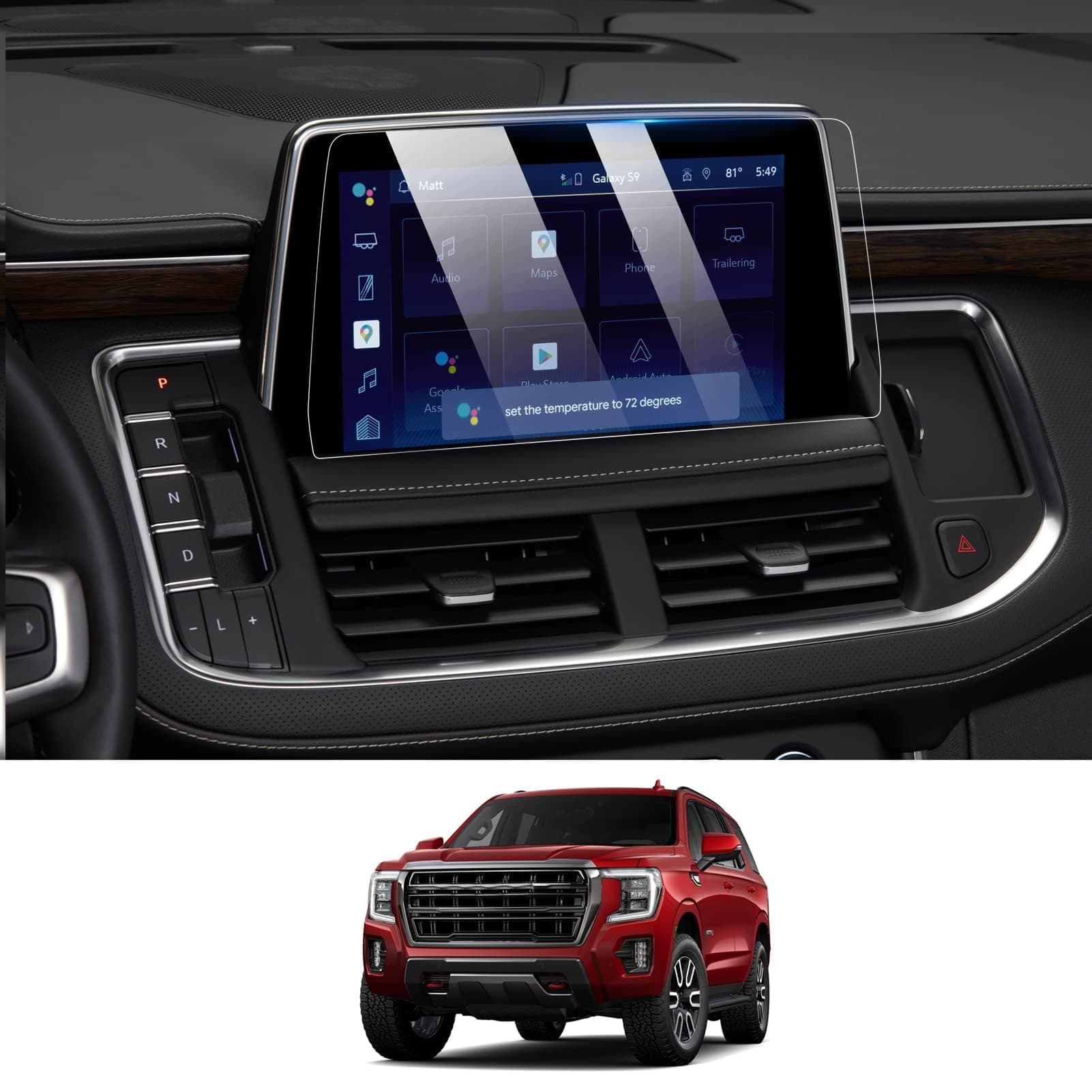 Moonlinks Tempered Glass Screen Protector Compatible with 2021-2024 Chevy Tahoe Suburban/GMC Yukon,High Definition 9H Hardness Anti-Fingerprint Protective Foil for 10.2" Navigation Display Touchscreen