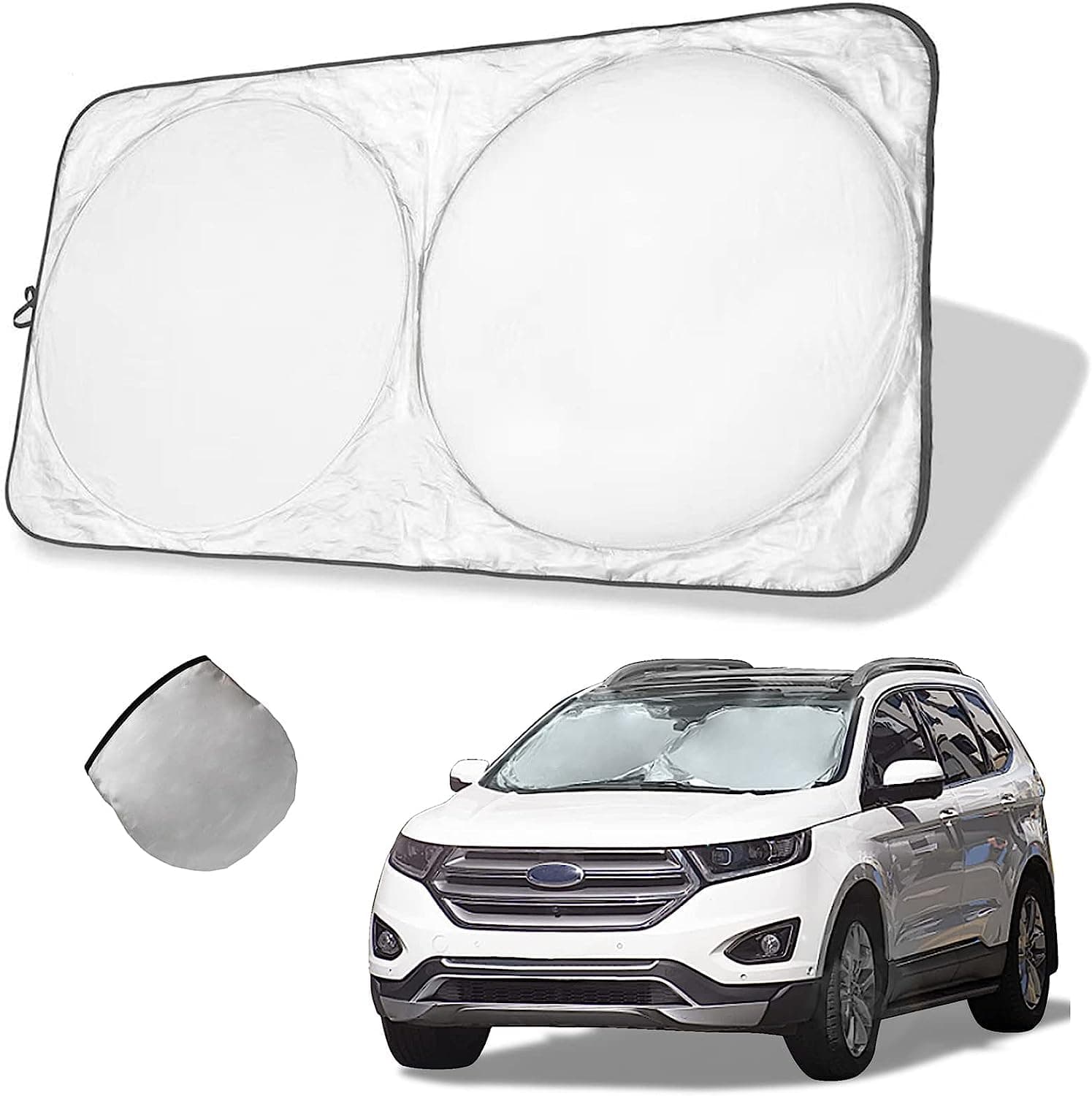 CLOUDFOUR Car Sun shade, UV and Heat Protector Car Windshield Foldable Sunshade, Front Sun Visor Protector, Car Windscreen Sun Protection Keeps Car Cool, Fits Most Cars Size 150x70cm