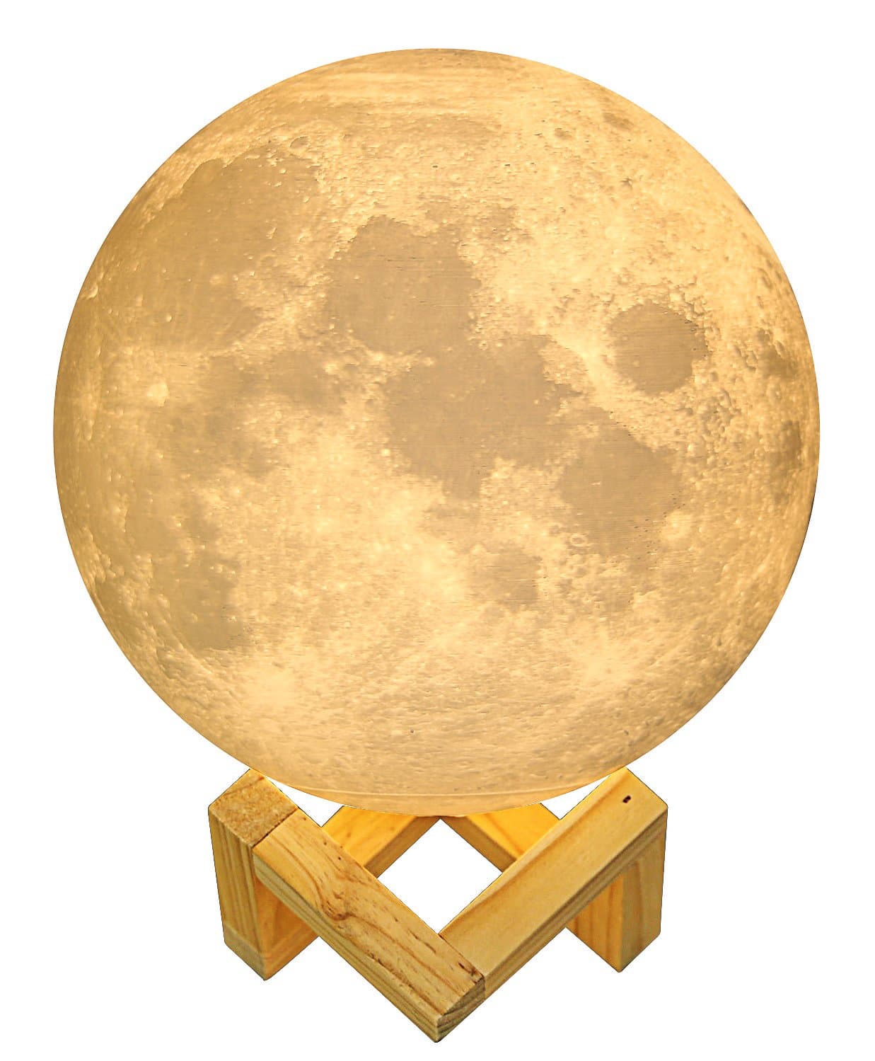 Moon Lamp Night Light for Kids 3 LED Colors 3D Touch Light with Wooden Stand, USB Rechargeable, Home Decor Gifts for Adults and Teen (7.1"/18cm)