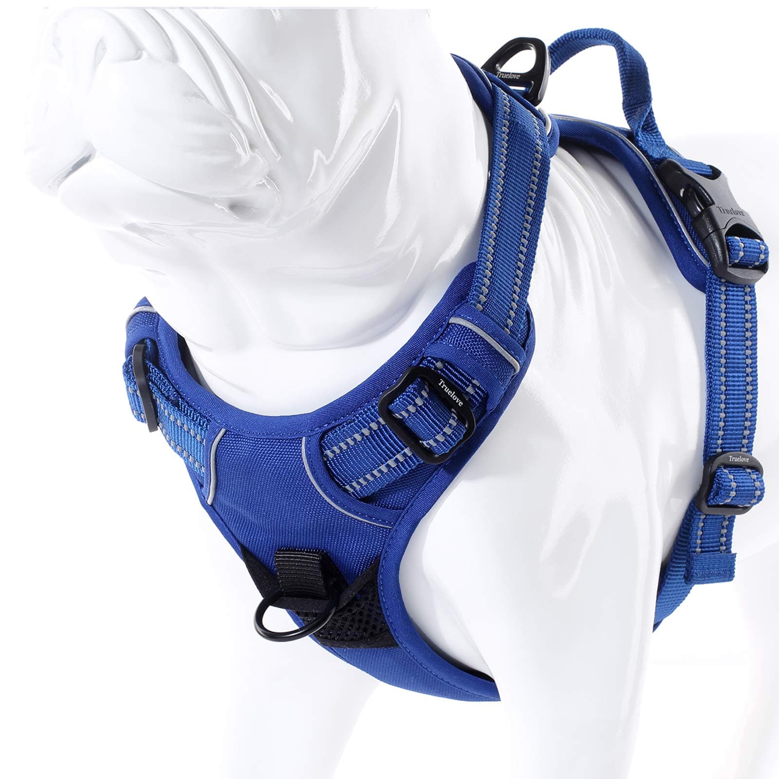 Truelove No Pull Dog Harness with Easy Control Handle and 2 Leash Attachments,Reflective Adjustable Pet Vest