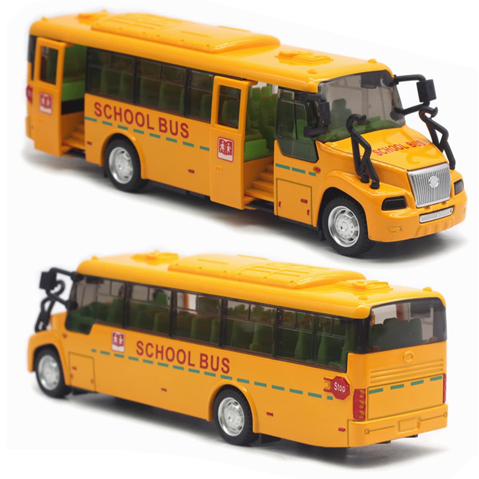 School Bus Toys Yellow Mini Toy Buses Pull Back Diecast Model Cars Metal Vehicles with Sound and Light for Kids Girls Boys Party Birthday Gift