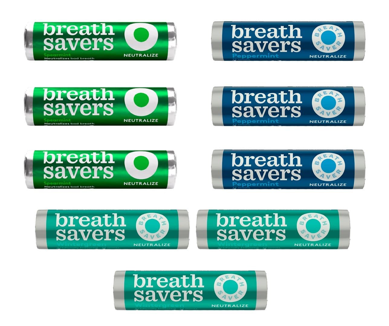 Breath SaversNeutralize Sugar Free Mints Variety Pack Featuring Spearmint, Peppermint & Wintergreen -9 Count