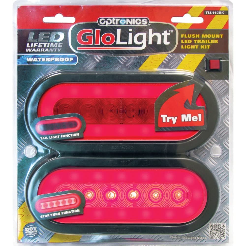 OptronicsTLL112RK GloLight Red 6" Oval Sealed 22-LED Trailer Light Kit with Lifetime LED Warranty