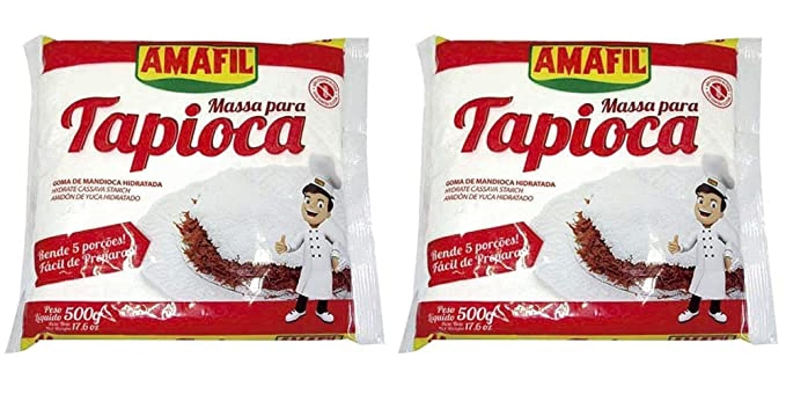 Amafil Flour 500g 17.6oz Massa Para Pack, Tapioca, 17.5 Ounce, (Pack of 2)