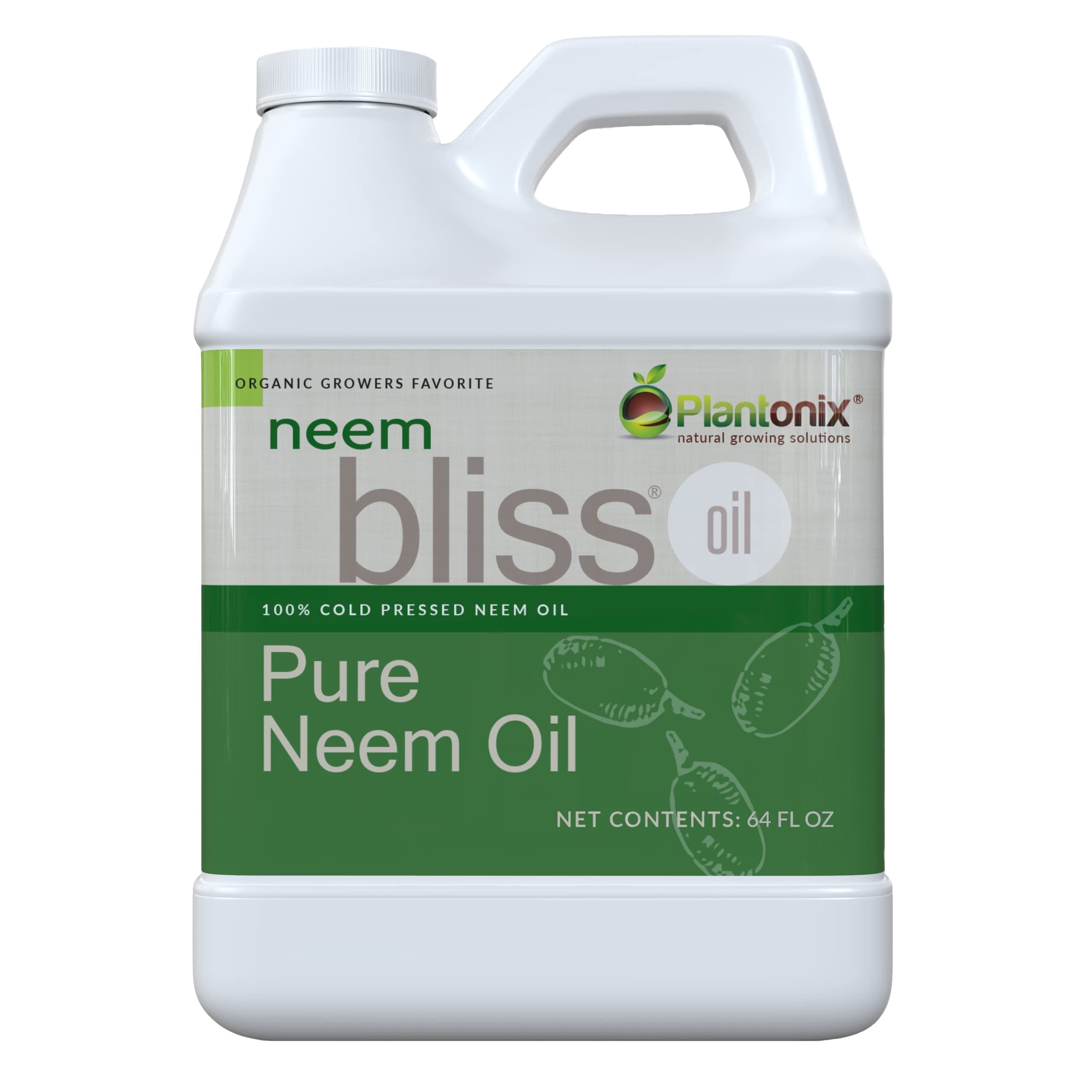 plantonix Neem Bliss (64 Fl Oz) – 100% Cold Pressed Neem Oil Concentrate - Pure, Unrefined, and Organic Neem Oil for Skin Care, Hair Care, and Scalp - Moisturizing Beauty Essentials