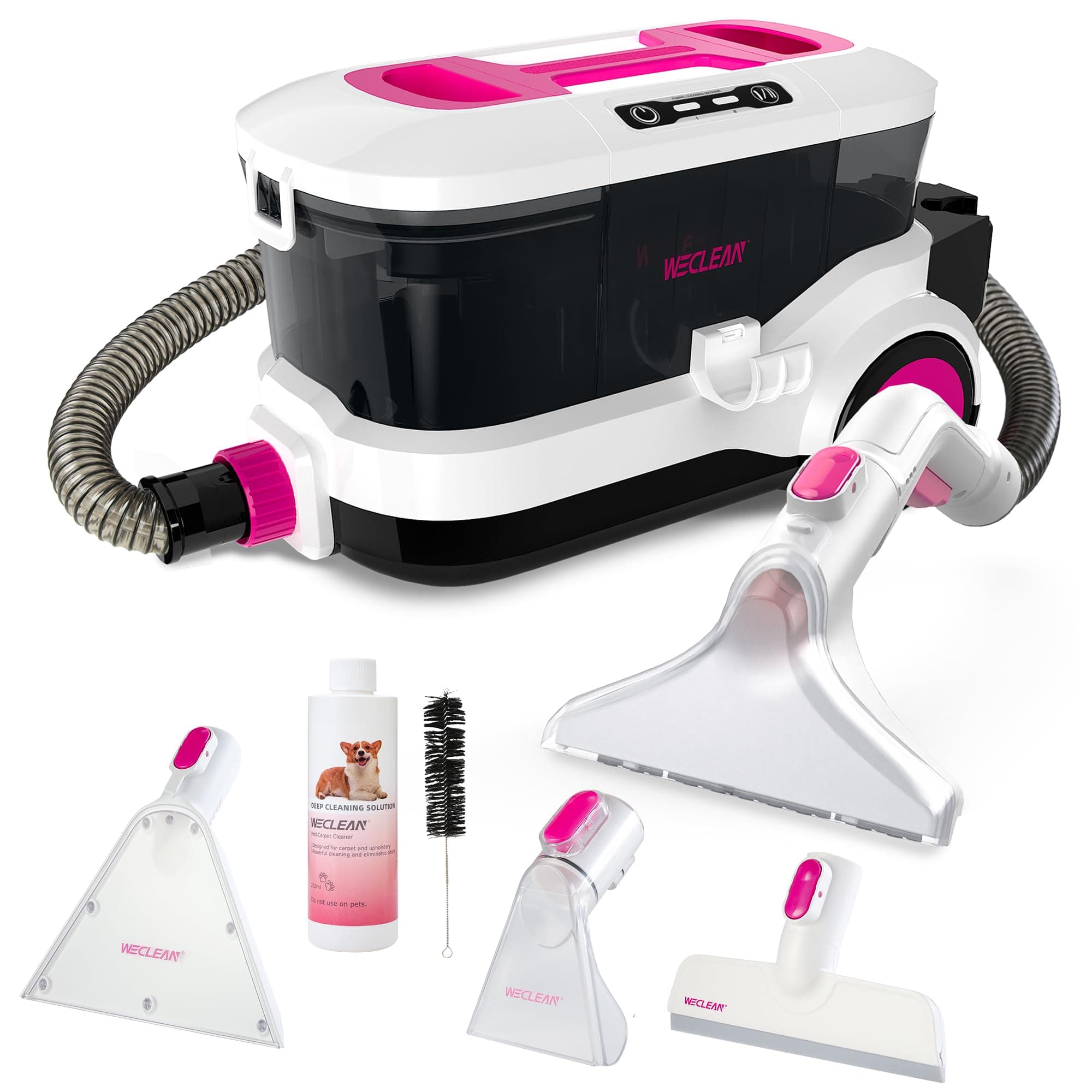Carpet Cleaner Machine and Stain Remover for Deep Cleaning Upholstery for Carpets Rugs and Fabric Seats,800W 18Kpa,3L Clean Tank and 1.5L Dirty Tank, Pink