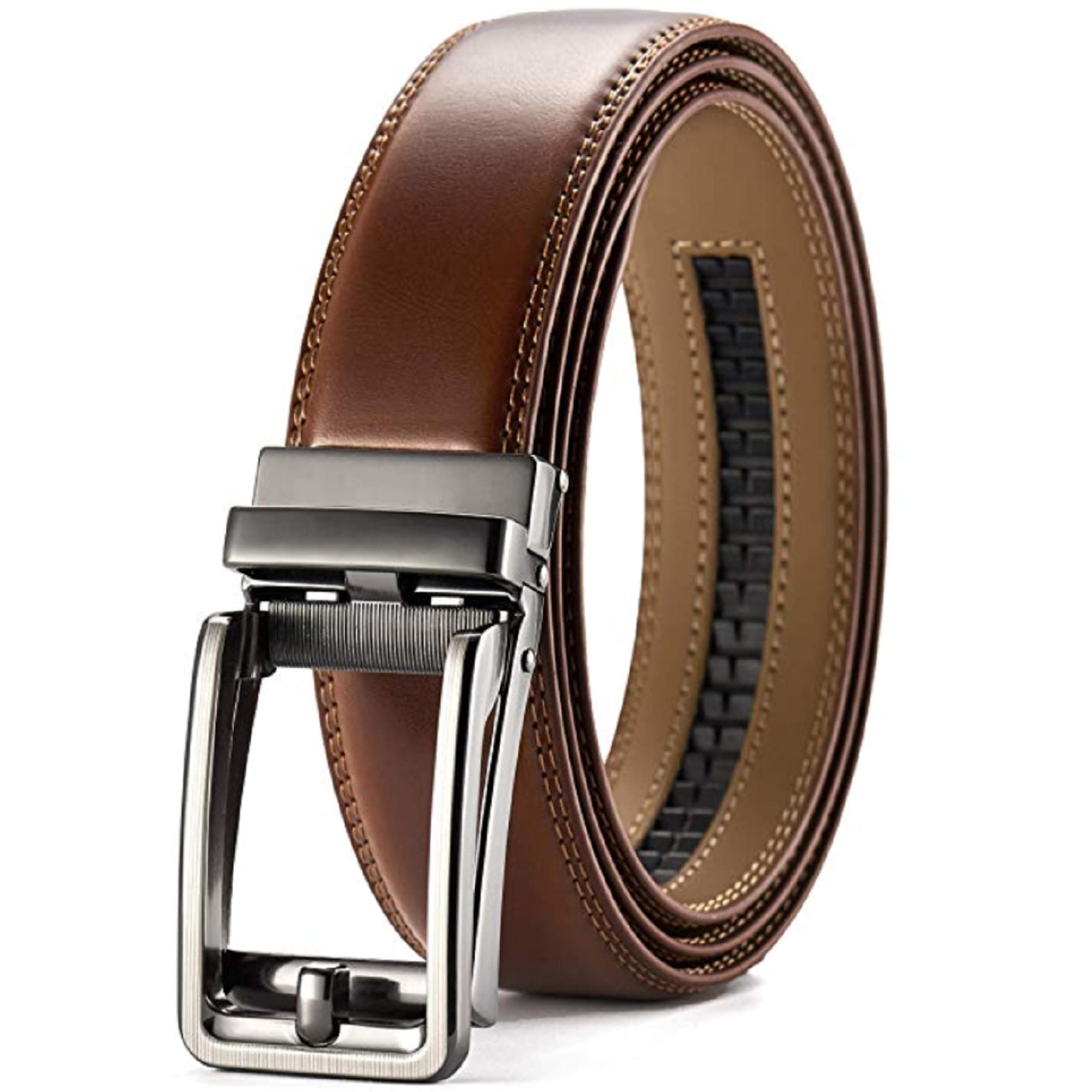 Genuine Leather Belt for Men with Easier Adjustable Autolock Buckle - Micro Adjustable Belt Fit Everywhere |Formal & Casual | Elegant Gift Box