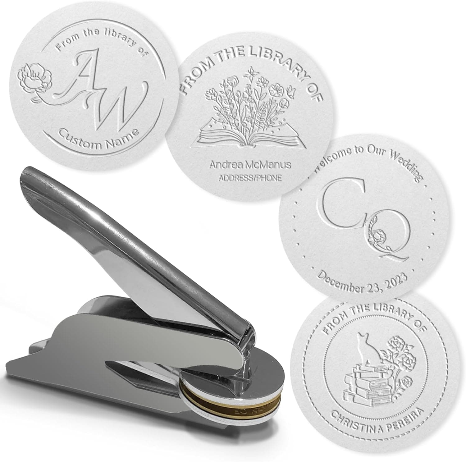 Book Embosser Personalized - Embosser Stamp Custom Logo & Text for Books - Brass Pressing Book Stamp Personalized Embosser for Library School Wedding Small Business - Gift for Bookworm Friend