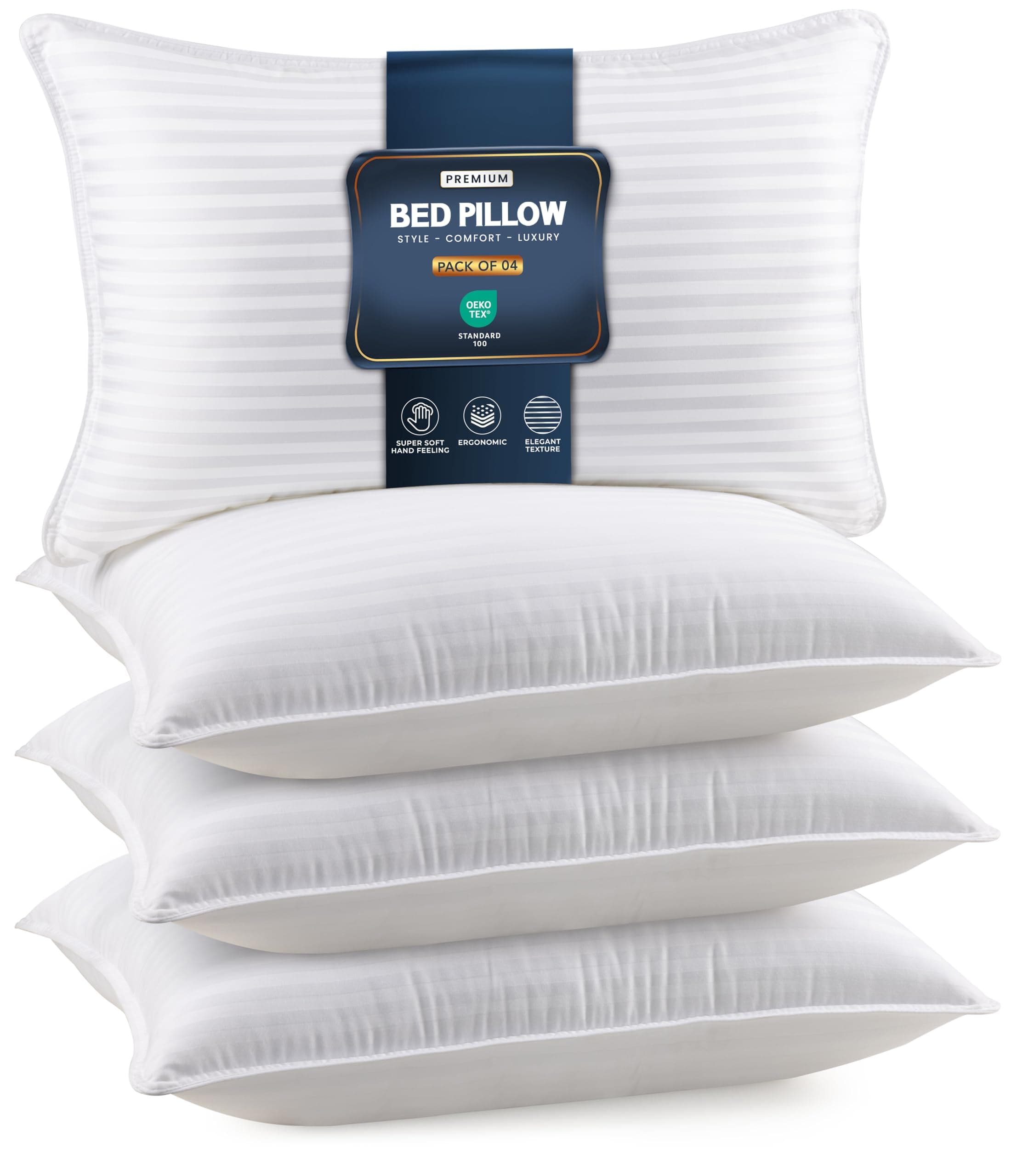Utopia Bedding Bed Pillows Queen Size Set of 4 (White), Down Alternative Pillows for Sleeping, Cooling Hotel Quality Pillow Set for Back, Stomach or Side Sleepers
