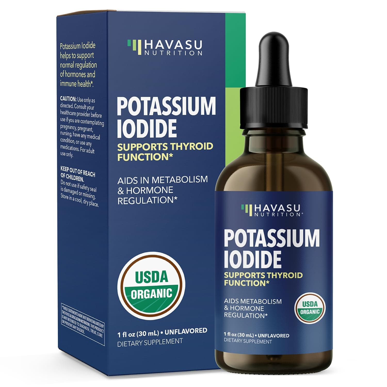 Iodine Liquid Drops - USDA Organic Potassium Iodide Supplement for Thyroid Health, Hormone Balance, and Metabolism Support - 1-Year Supply - Vegan, Non-GMO Gluten-Free - Unflavored, 1 Fl Oz