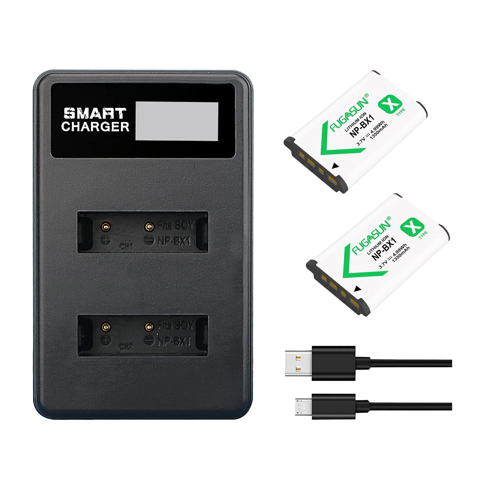 2 pcs NP-BX1 NPBX1 BX1 Battery With LCD Battery Charger for ZV1, DSC-RX100VII/DSC-RX100M7,DSC-RX100 II/RX100M II,DSC-RX100 III/RX100M3,DSC-RX100 IV/RX100M4,DSC-RX100 V/RX100M5, WX300,WX500