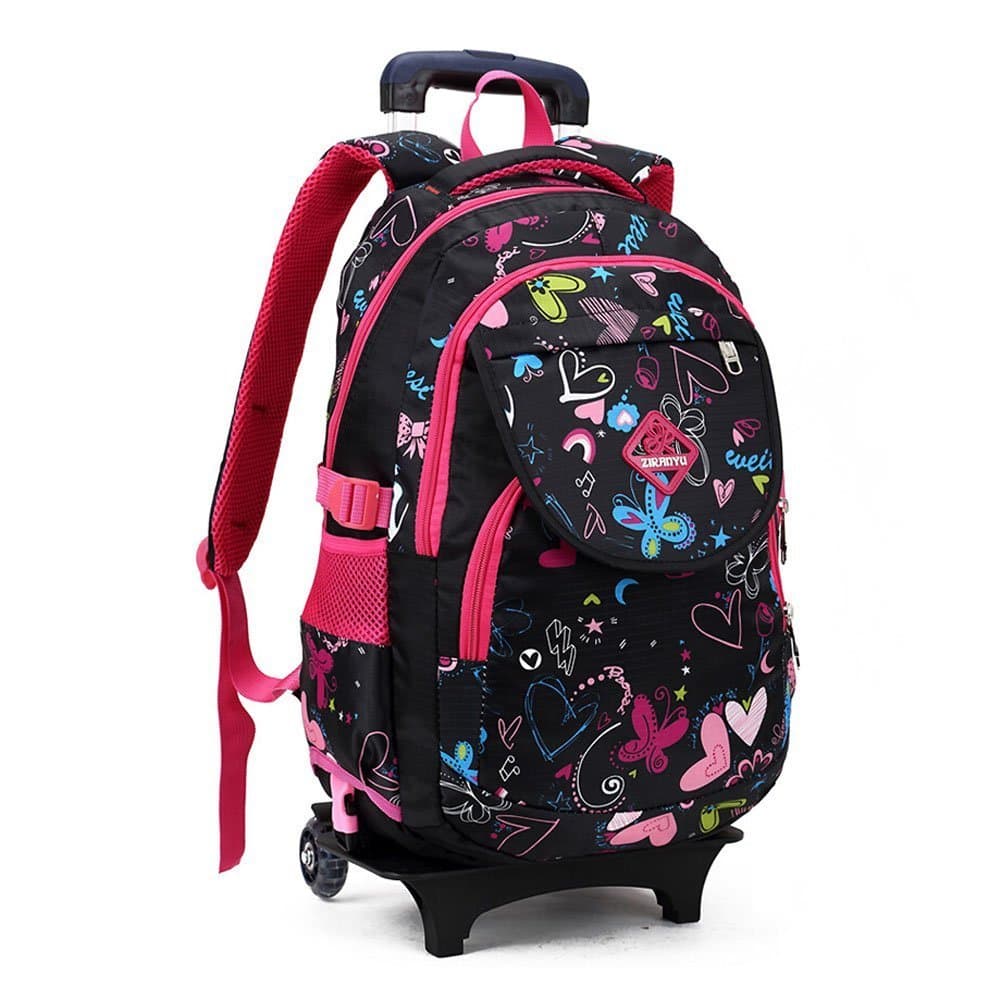 Kids Student Nylon Trolley Bag Rolling Backpack With Wheeled Trolley Hand