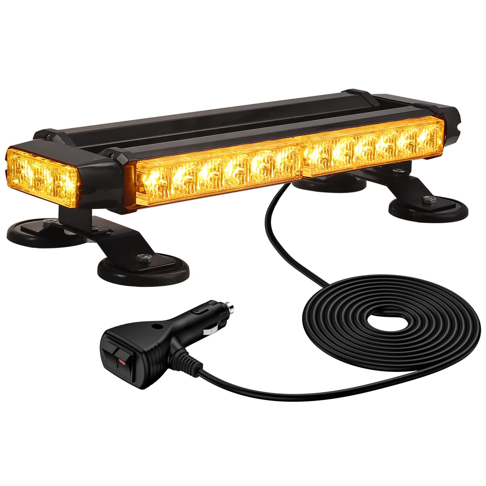 PROZOR Flashing Beacon Light 30LEDs - Magnetic Amber Light Bar 7 Flash Patterns IP65 Waterproof Recovery Lights with Double Switch & 5M/16ft Power Cable Amber Beacon for 12V 24V Car Vehicle