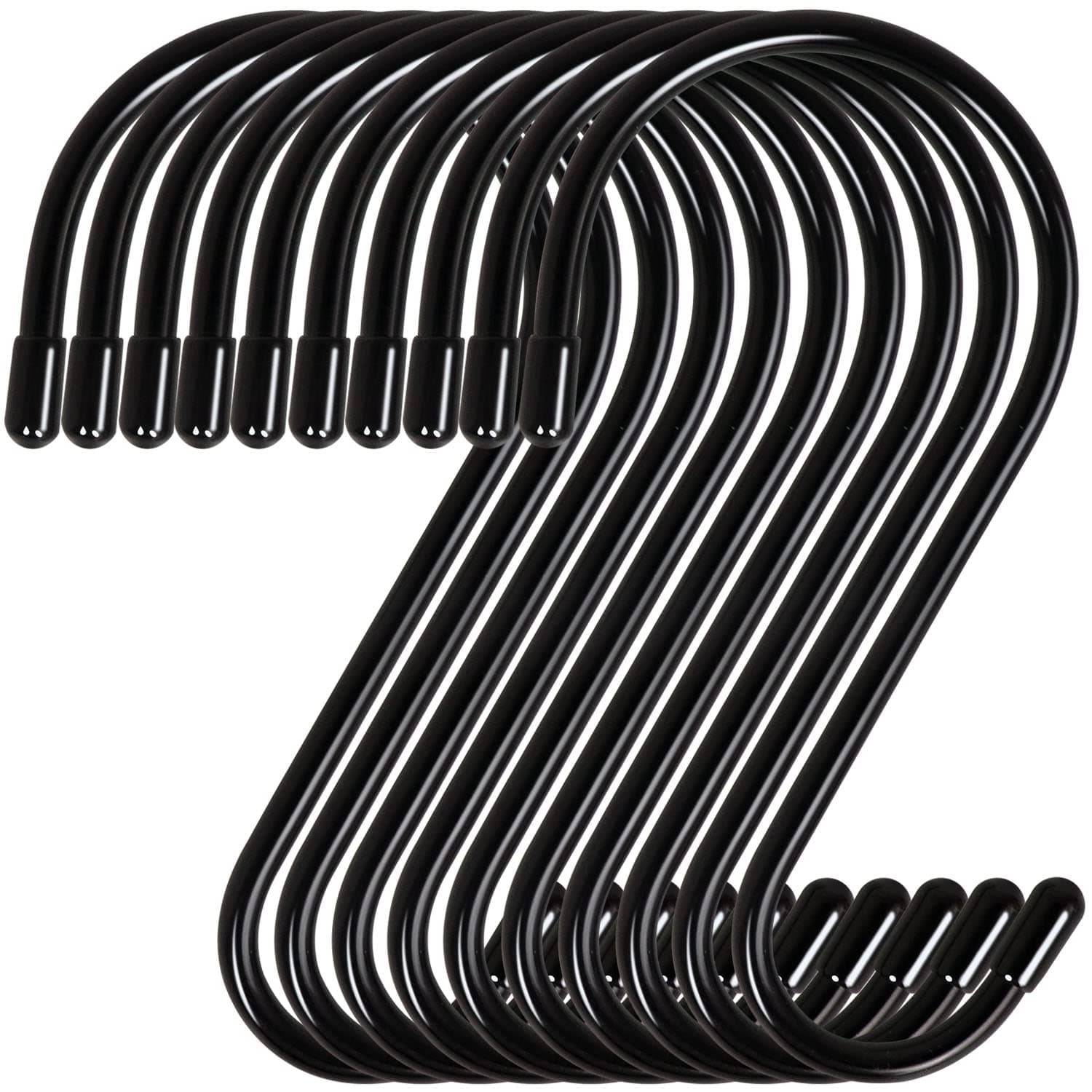 6 Inch Large S Hooks, 10 Pack Black Heavy Duty, Matte S Shaped Hooks for Hanging Plants, Clothes, Kitchen Utensils, Towels, Jeans, Hats, Light