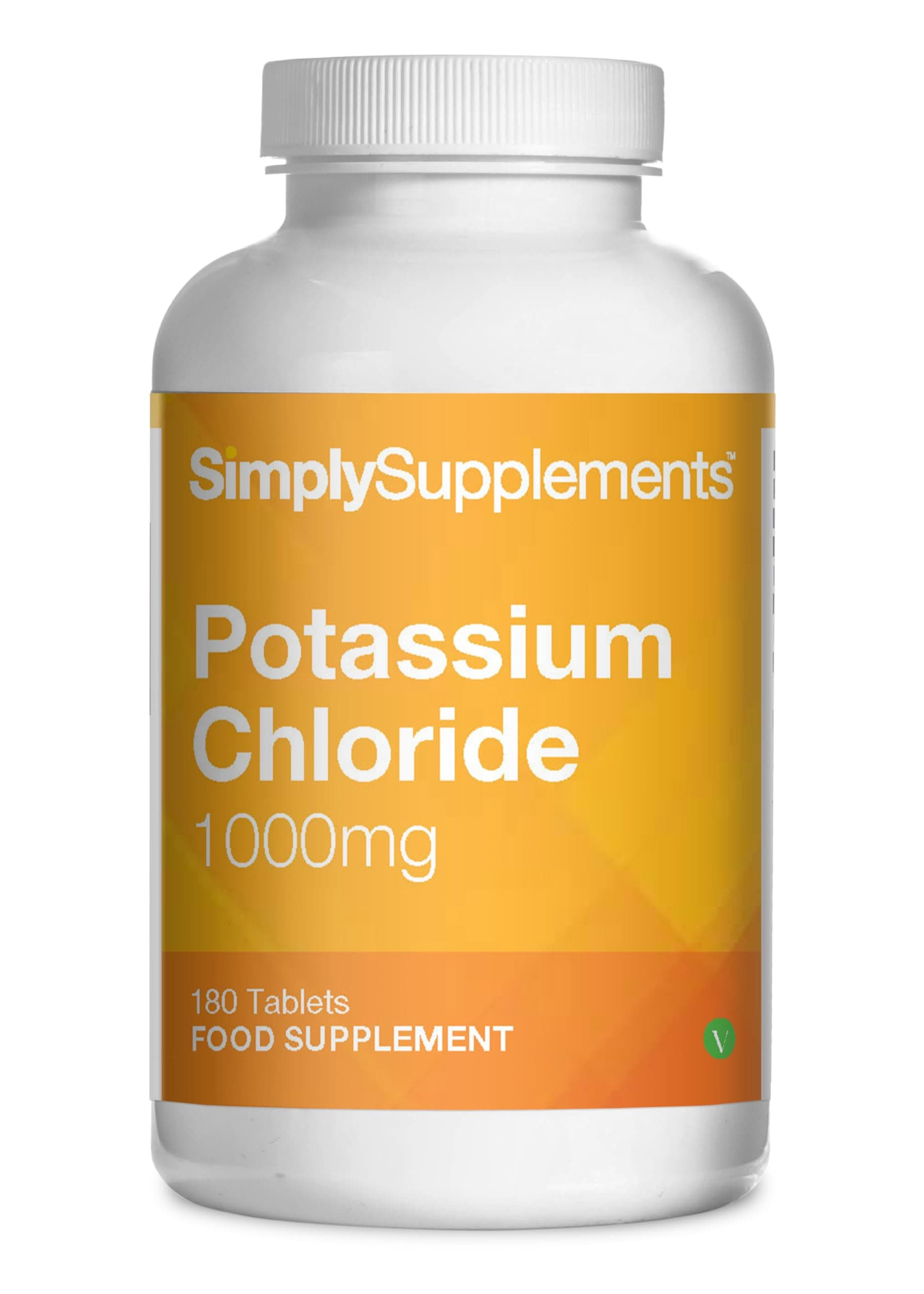 Potassium Chloride 1000mg | Supports Normal Muscle Function & Blood Pressure | Vegan & Vegetarian Friendly | 180 Tablets = 3 Months’ Supply