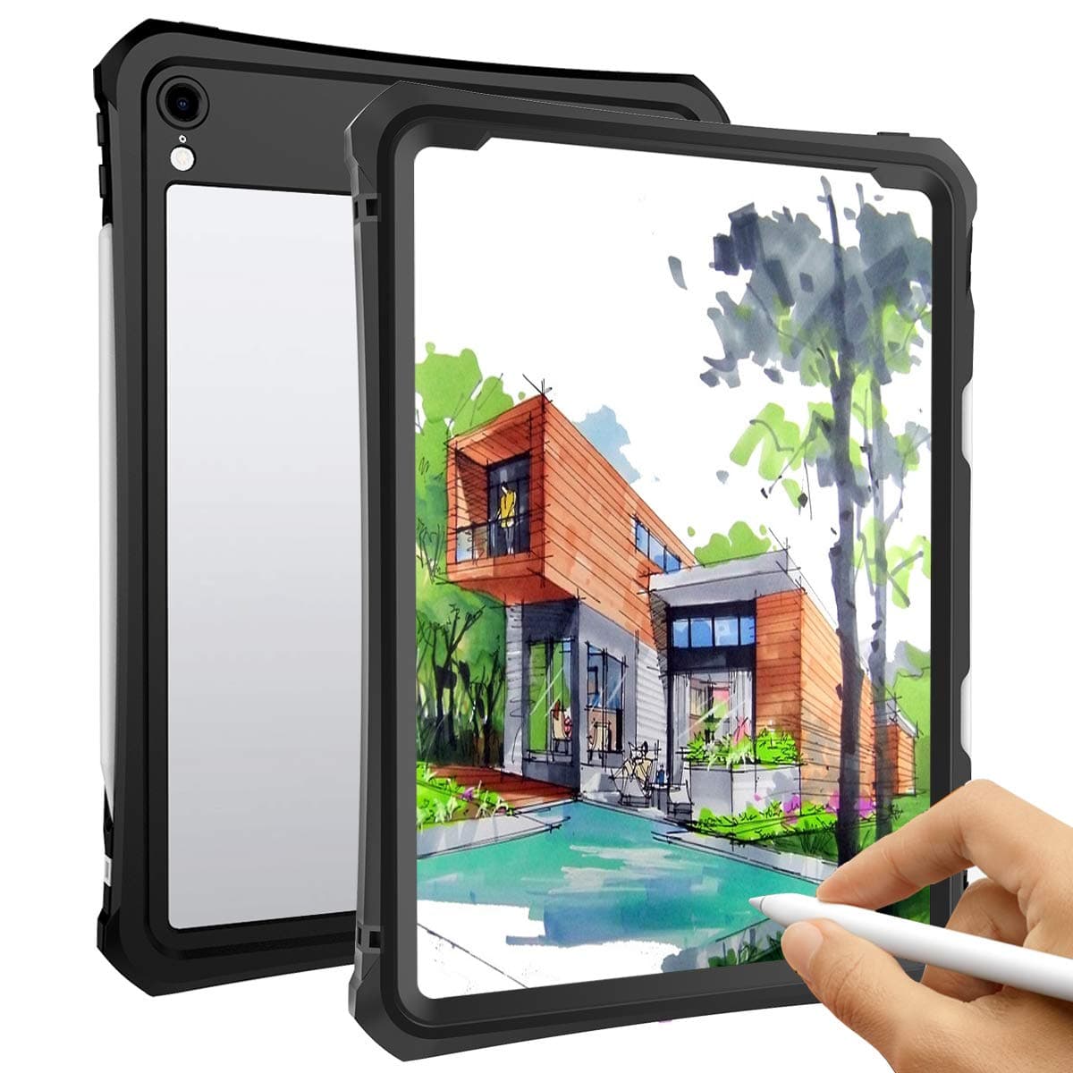 iPad Pro 11 Inch Waterproof Case(2018 Release), Underwater Full-Body Sealed Waterproof Shockproof Rugged Kickstand Protective Cover with Support Pencil Charging for iPad Pro 11(Black)