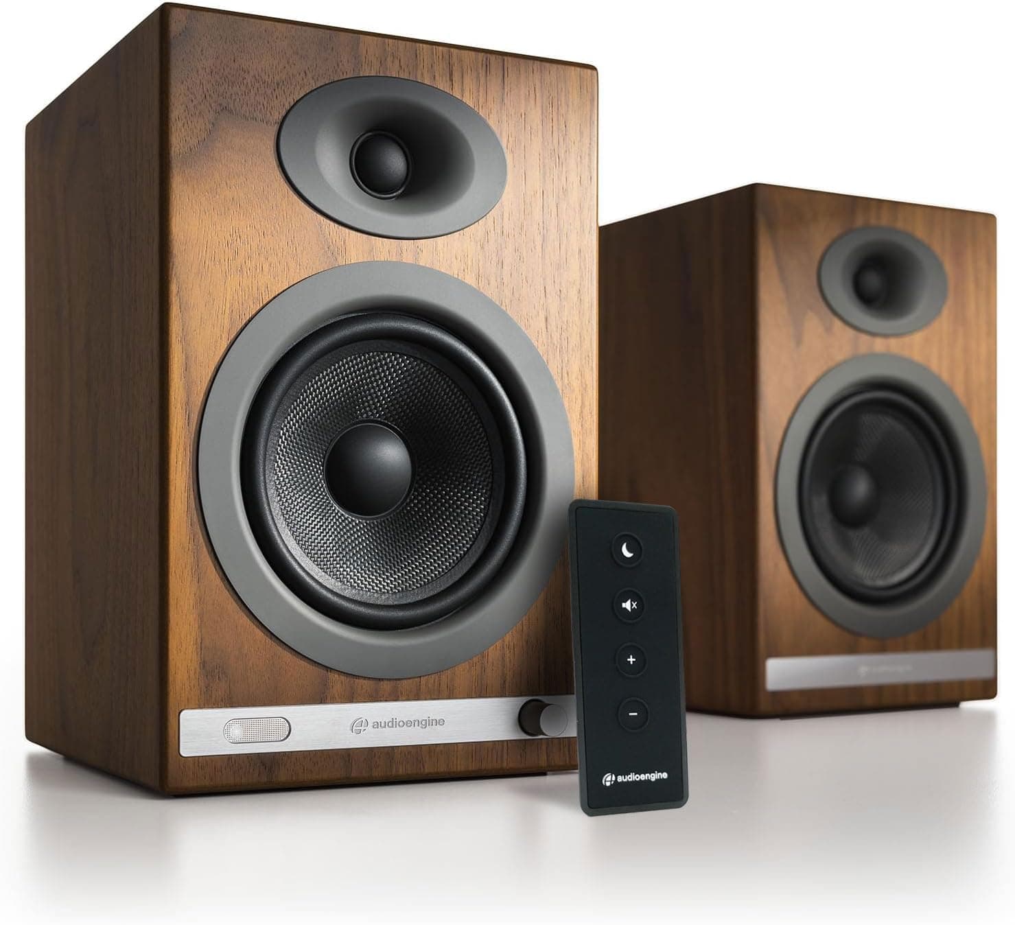 HD5 Premium Powered Speakers | 150W Audiophile-Grade Bluetooth 5.0 with aptX HD | Built-in 24-Bit DAC | Real Wood Veneer | Bookshelf Speakers for Home Audio, Studios & Vinyl
