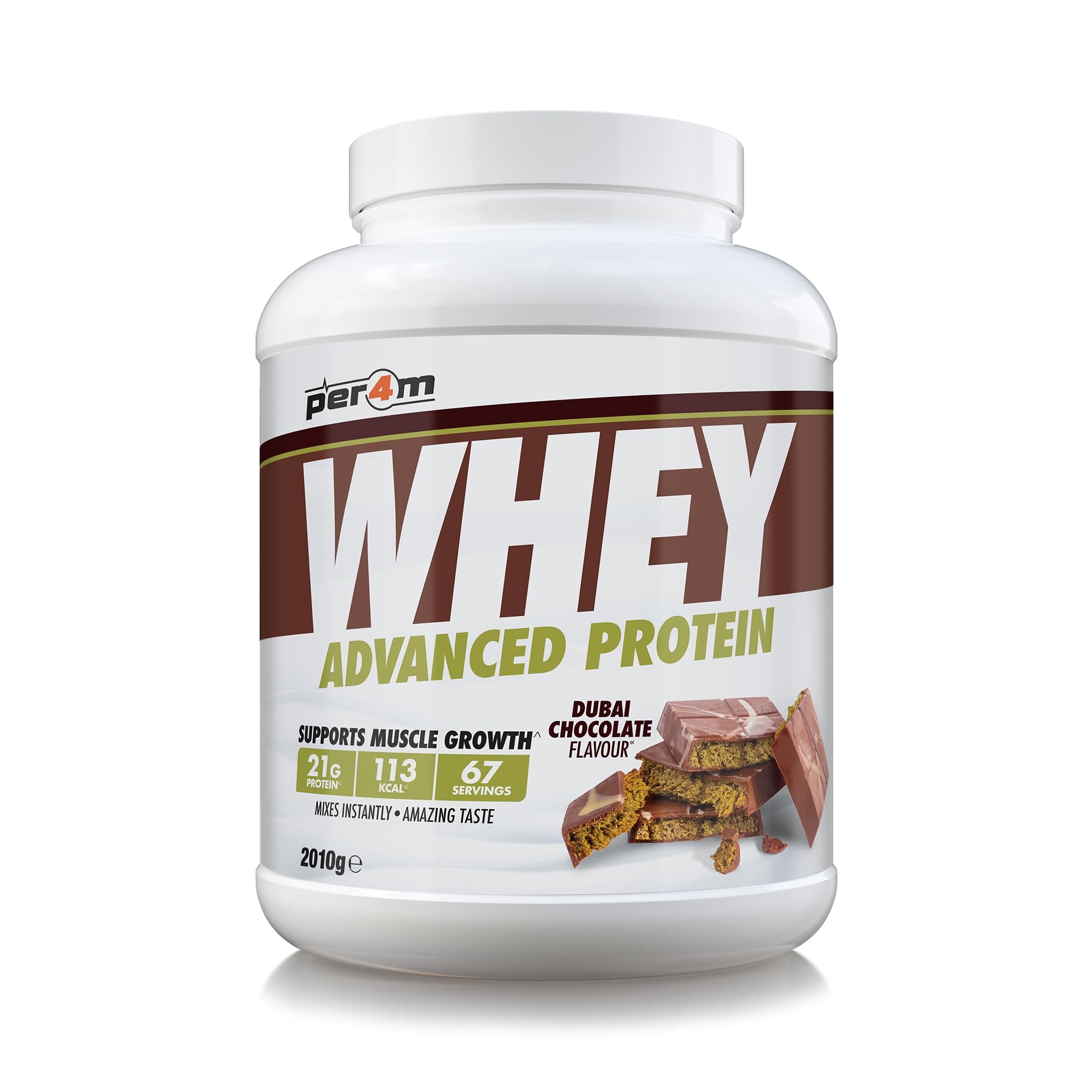 Whey Protein Powder | High Protein Shake for Muscle Growth & Recovery | Low Sugar Gym Supplement | Sports Nutrition Drink + Amino Acids (2010g, Dubai Chocolate)