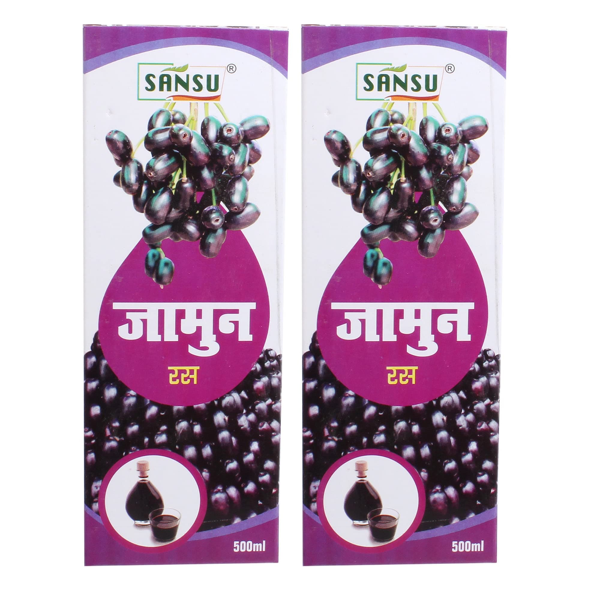 SANSU 100% Organic Jamun Juice || Jamun Ka Ras || Help Maintain Blood Pressure | - 500 ml (Pack of 2)
