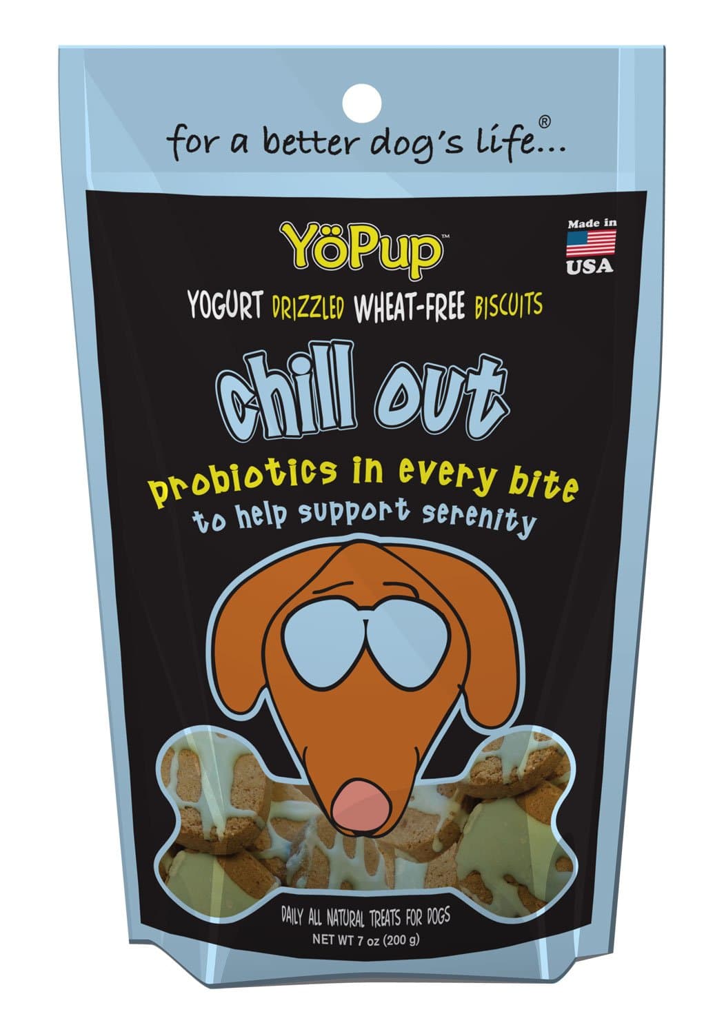 Yopup Chill Out Wheat Free Biscuits With Yogurt Probiotic Icing For Pets, 7-Ounce