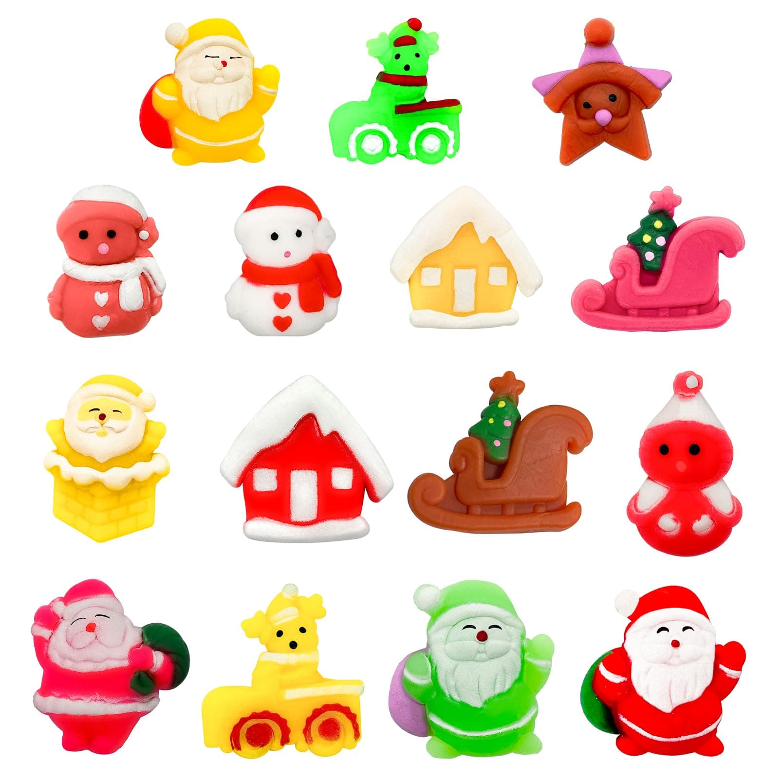 15Pcs Christmas Mochi Squishy Toys,Mini Kawaii Moji Squishies ,Xmas Party Favors for Kids,Cute Squeeze Toy for Christmas Stocking Fillers,Advent Calendar Fillers,Class Prizes, Xmas Party Bag Fillers