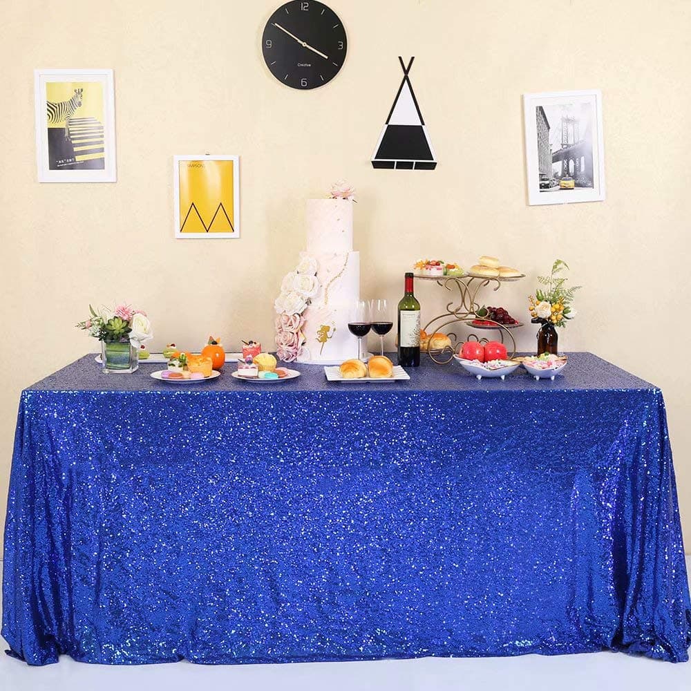 GFCC Sparkle Royal Blue Sequin Tablecloth 50"x72" for Wedding Party Banquet Christmas Rectangle Table Cover Linen Glitter Cake Table Cloth