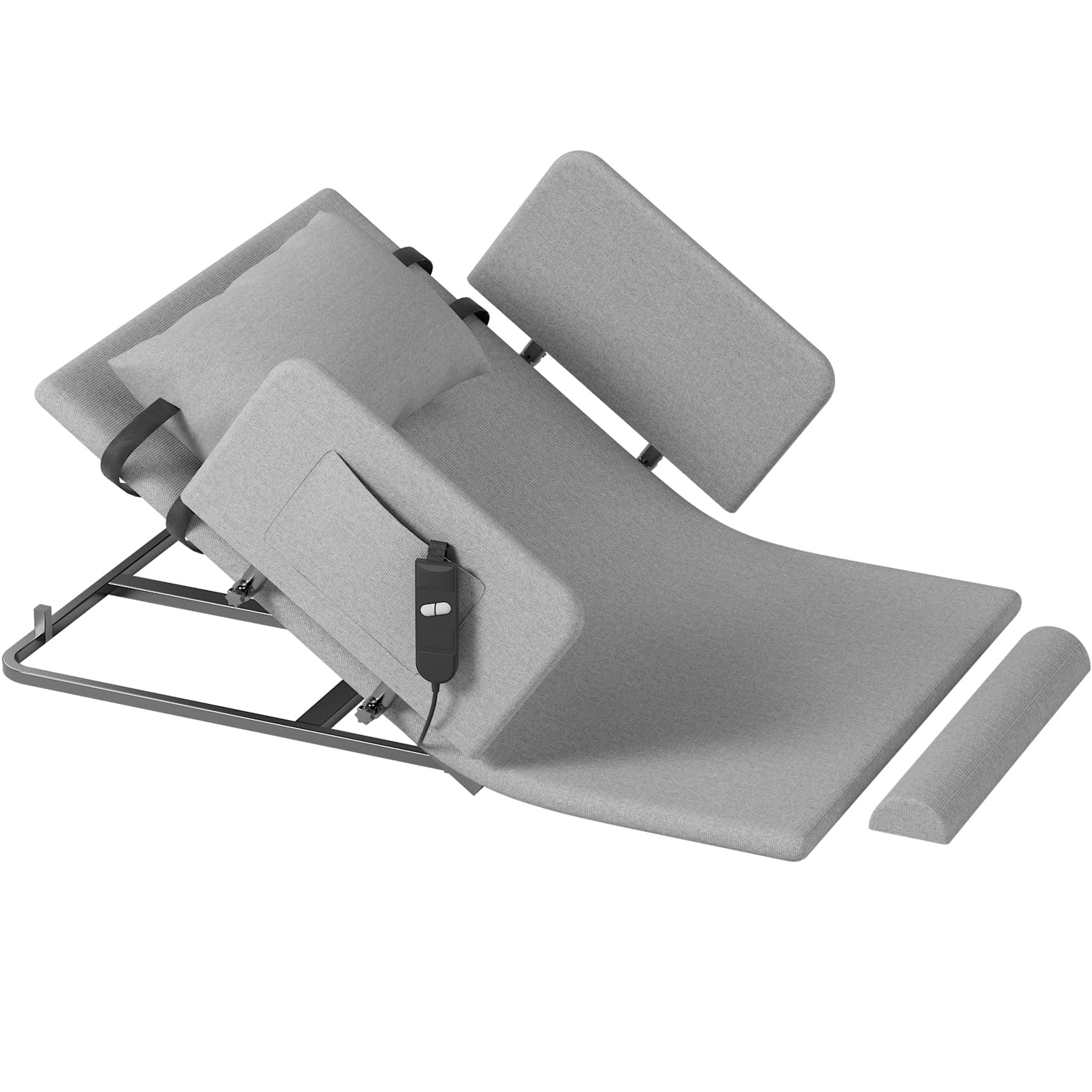 Electric Lifting Backrest for Bed, Adjustable Bed Rest Help The Elderly Get Up Easily, Weight Capacity Up to 330 Pounds, Silent Lifting 2° - 80°, with Guardrails and Leg Pads 46.3 X 33.46 (Grey)