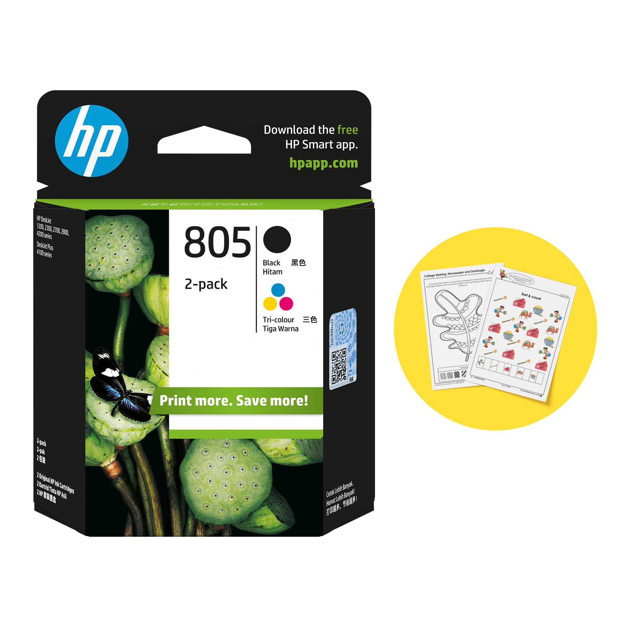 - HP 805 Color/Black Ink Cartridge Combo 2-Pack